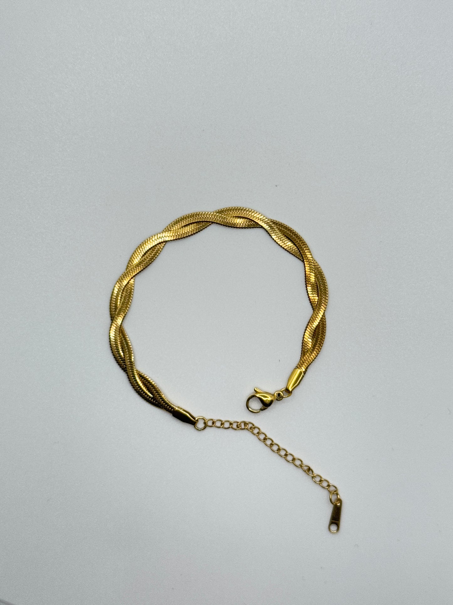 Gold Tone Twisted Herringbone Bracelet
