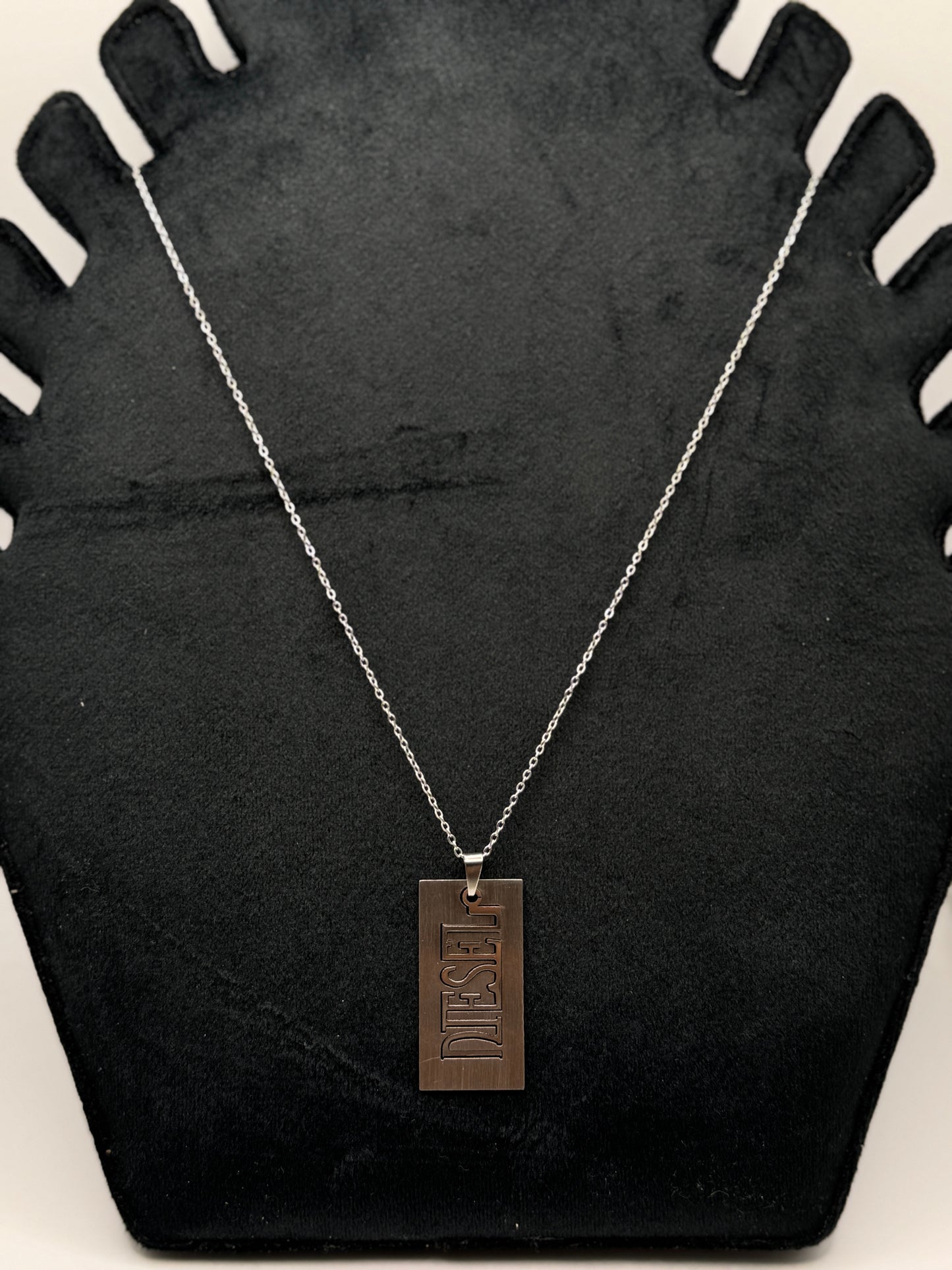 Silver Diesel Tag Necklace for men