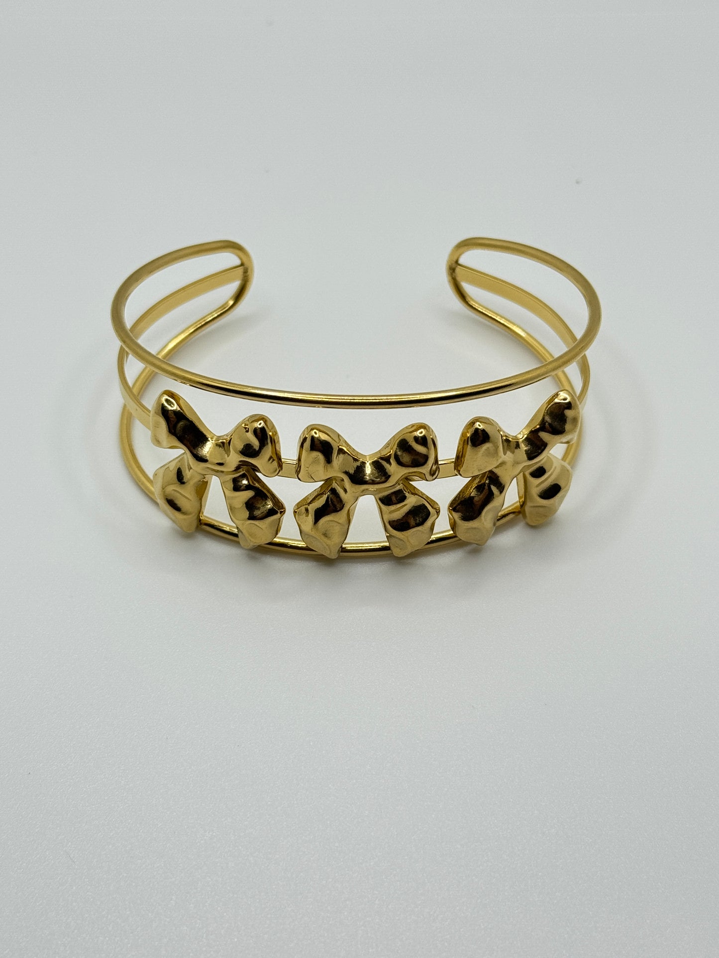 Gold-Tone Bow Design Cuff Bracelet