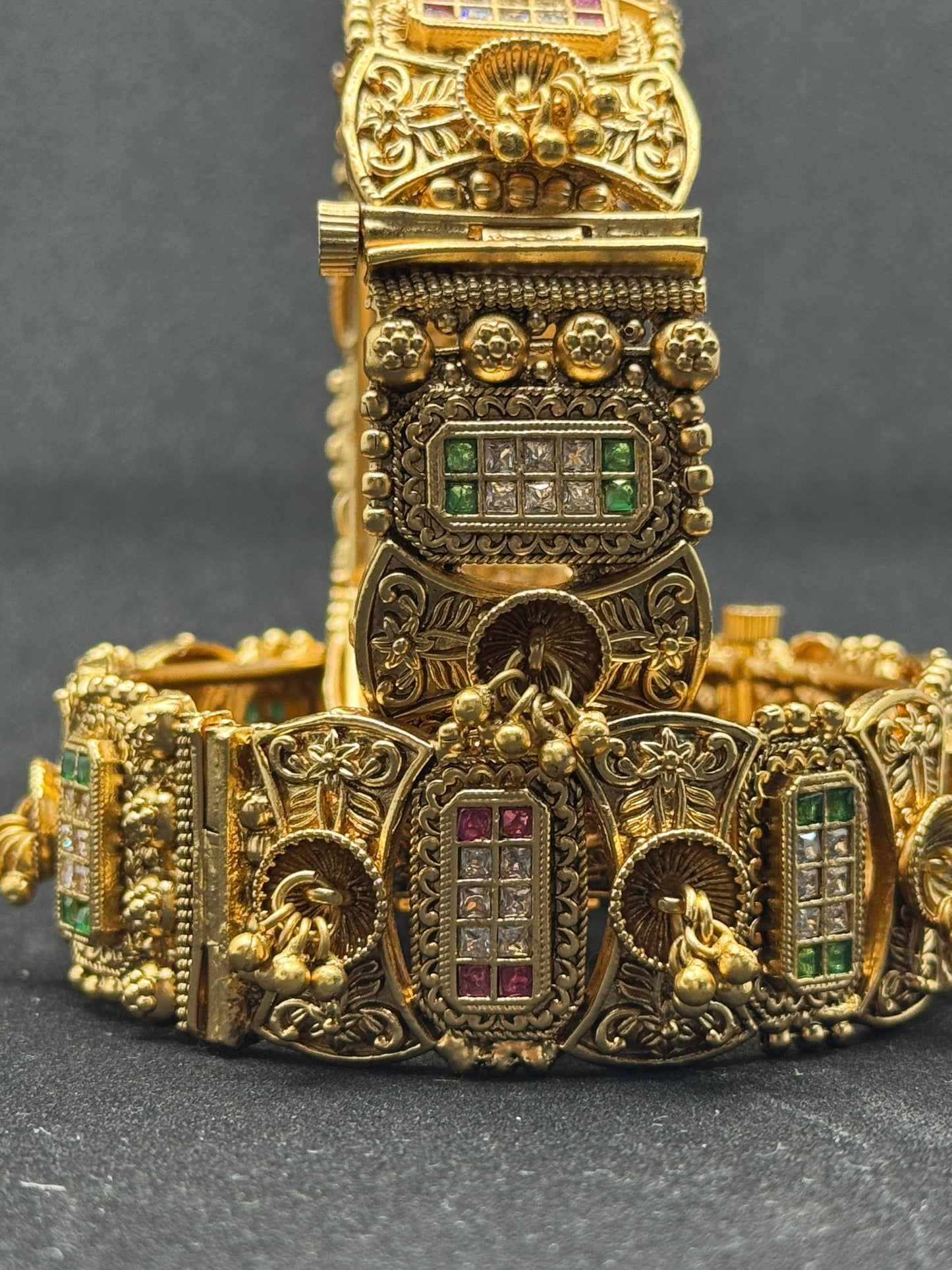 Exquisite Rajwadi Antique Patla Bangles with Kundan and Enamel 2*8
