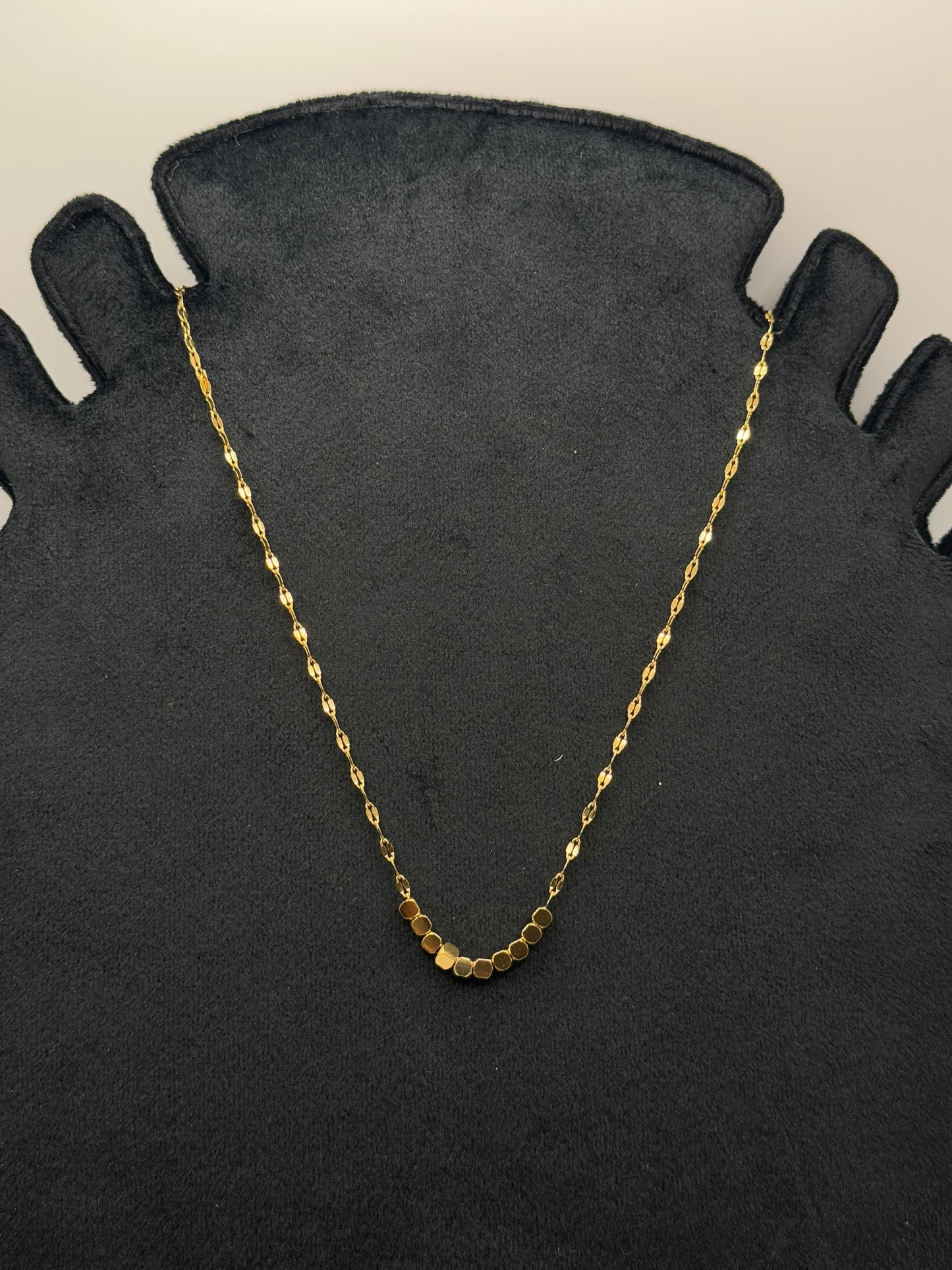 Gold Tone Dainty Disc and Link Chain Necklace