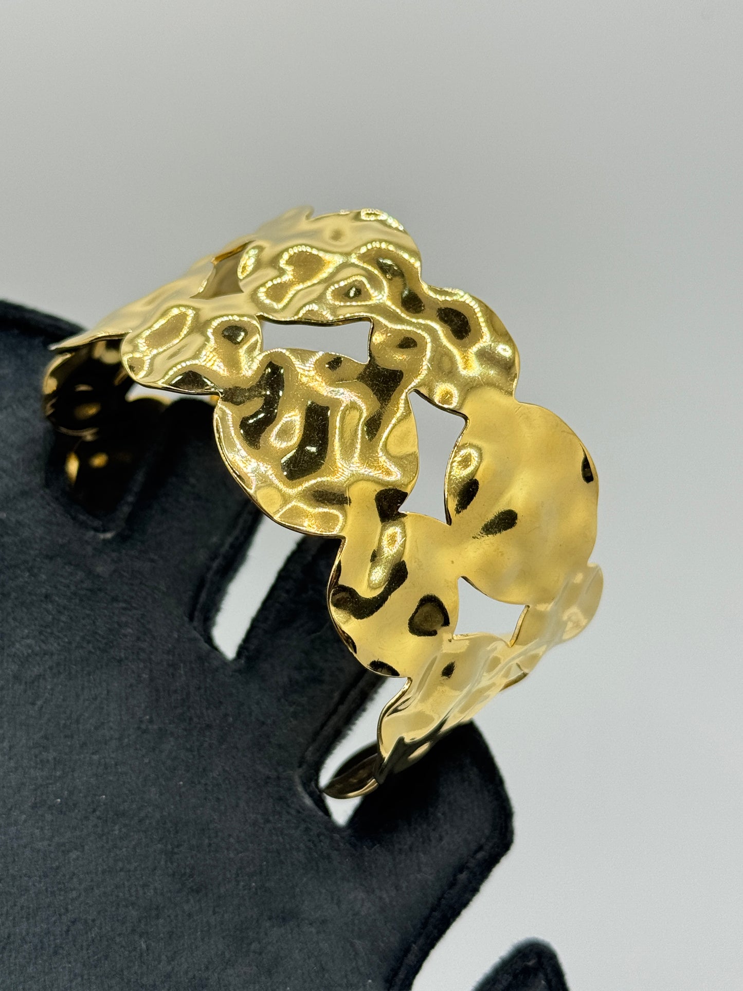 Organic Textured Gold Cuff Bracelet