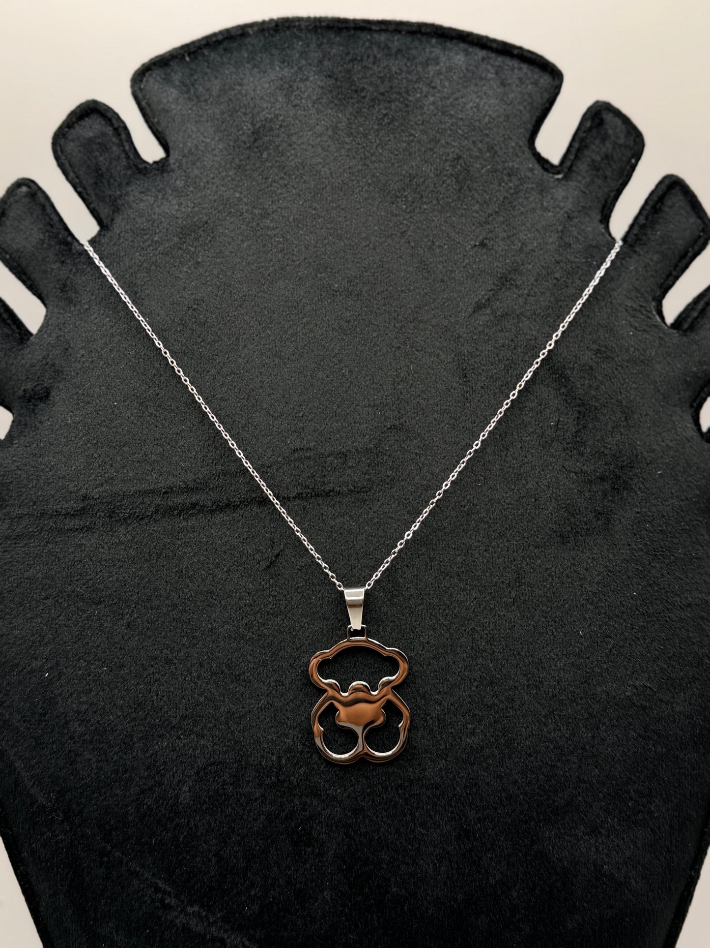 Silver Tous Bear Outline Necklace for men and women both