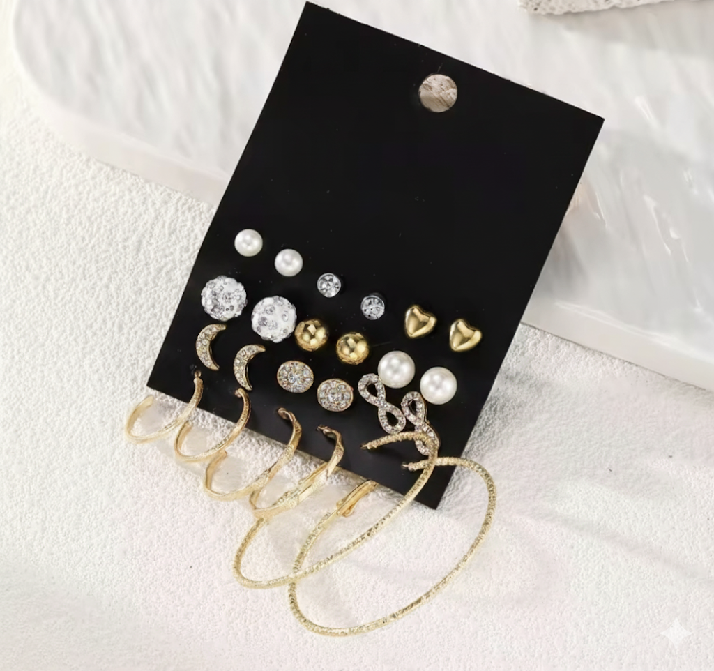 12 pair earrings set golden