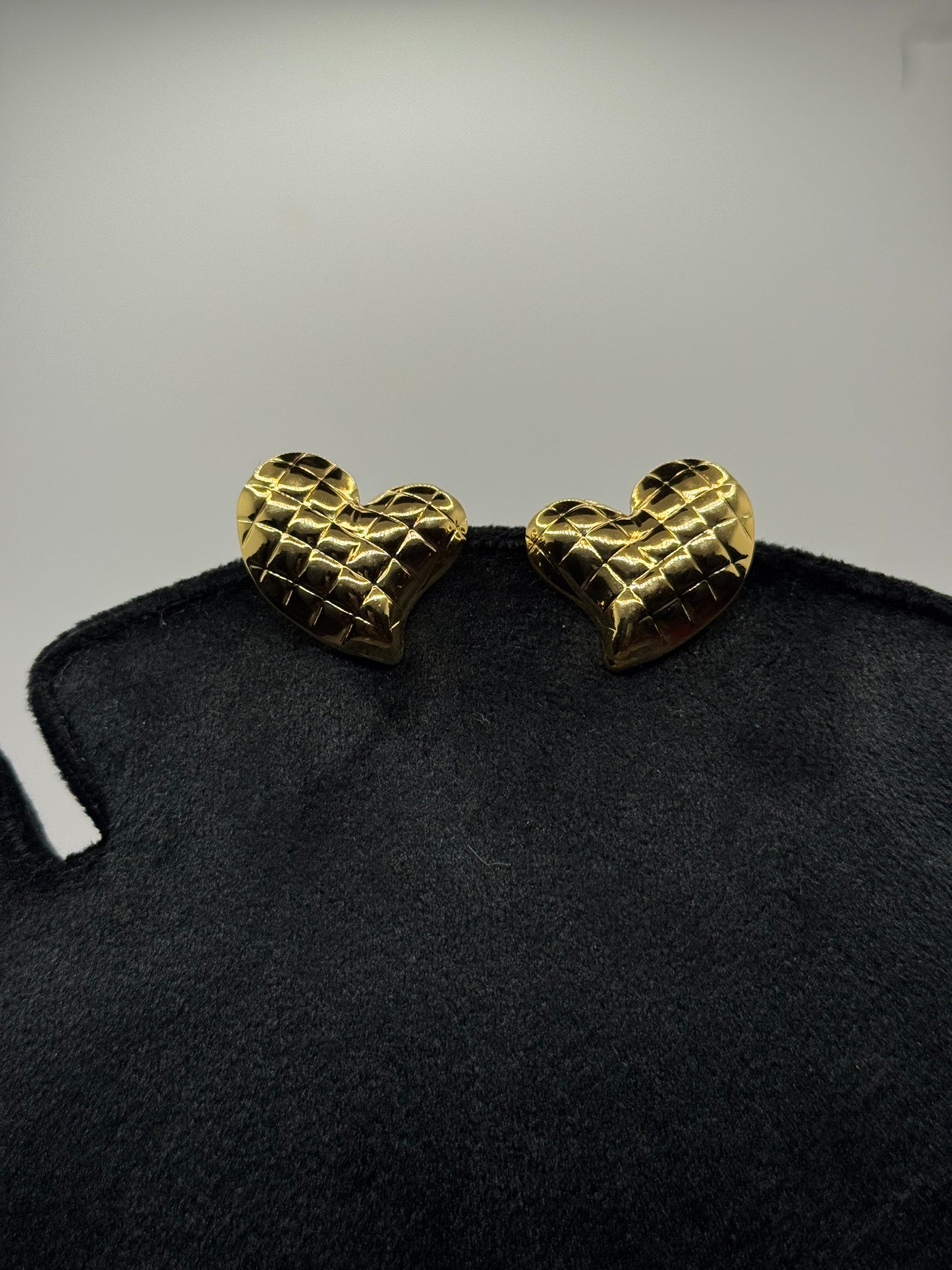 Heart-Shaped Stud Earrings with a Fluted Texture