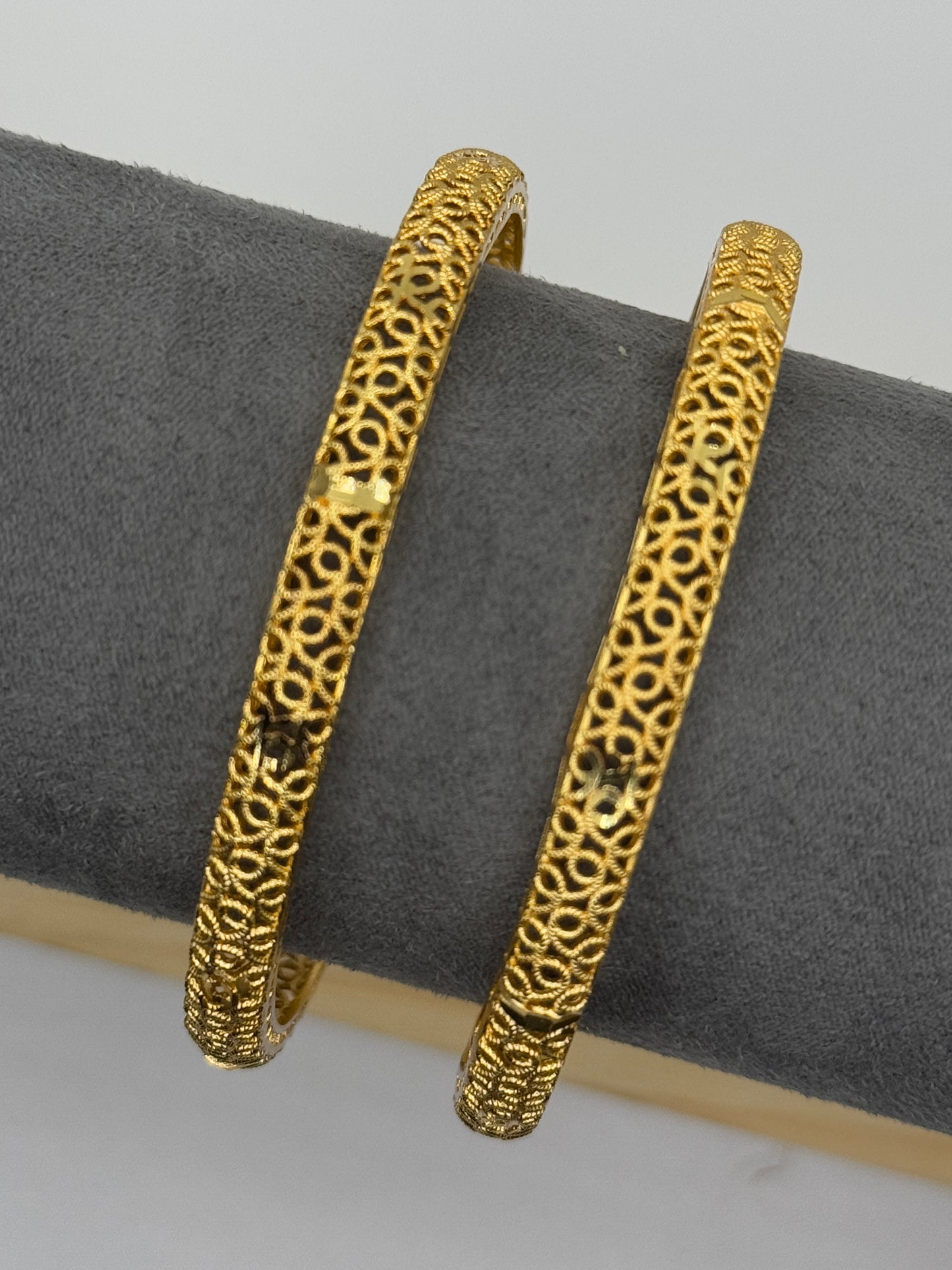 Gold Plated Filigree Bangle Bracelets (Pair)