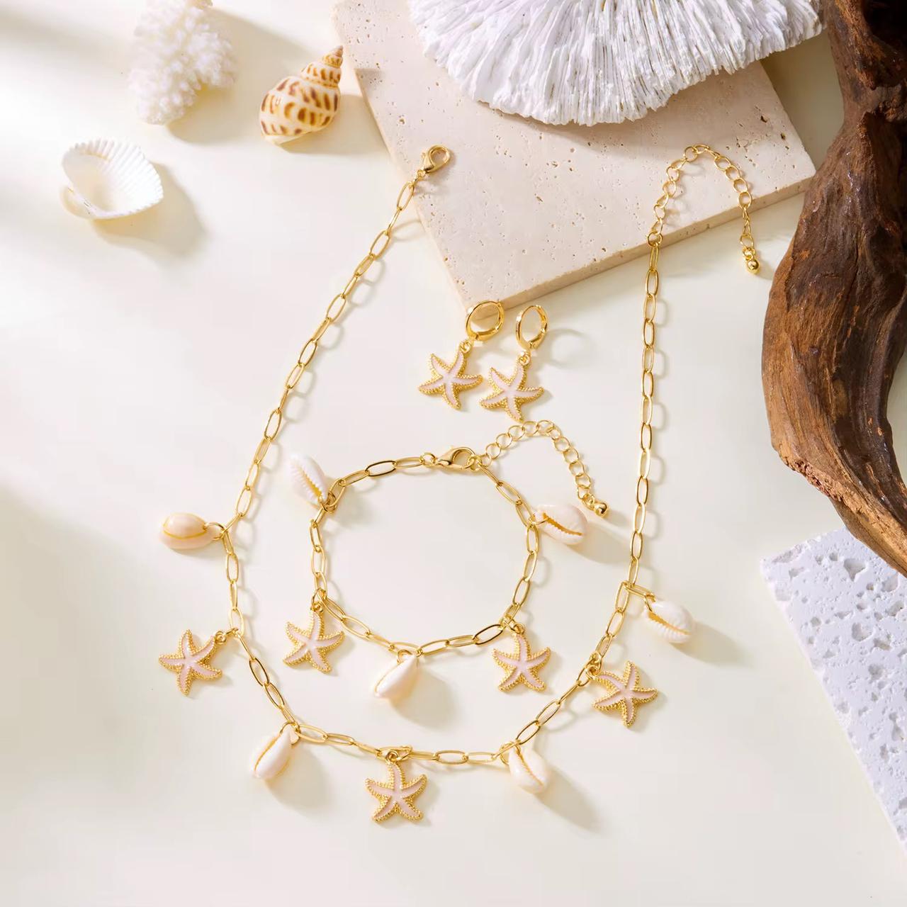 Bohemia natural neckalce bracelet earring set