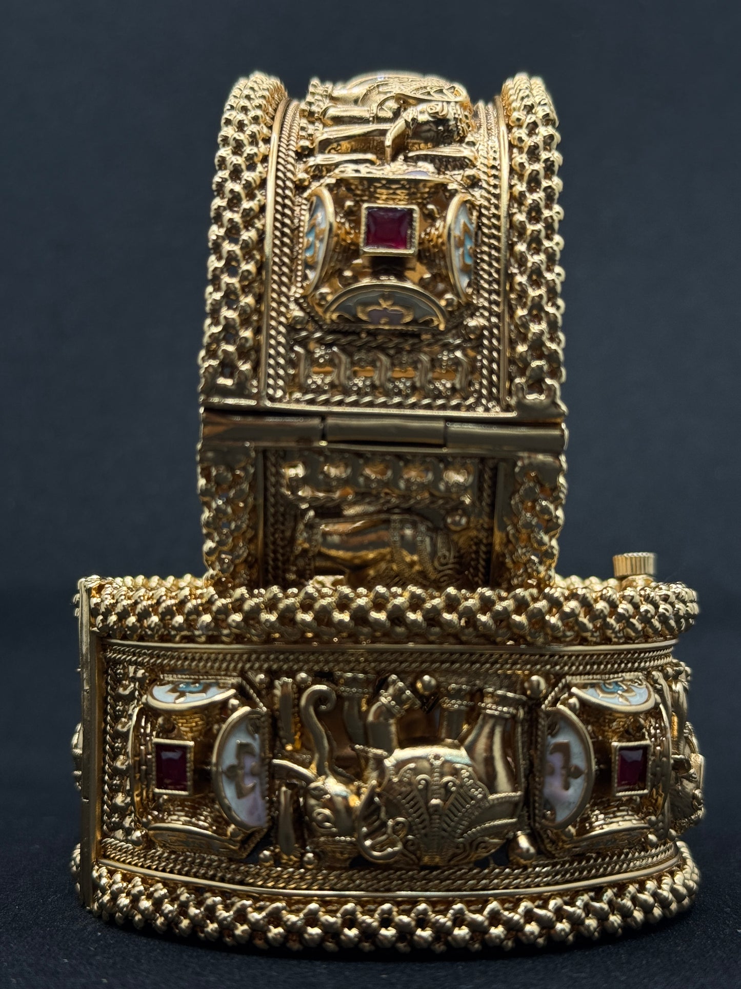 Ornate Rajwadi Gold-Plated Openable Bangles (Pair) 2*6