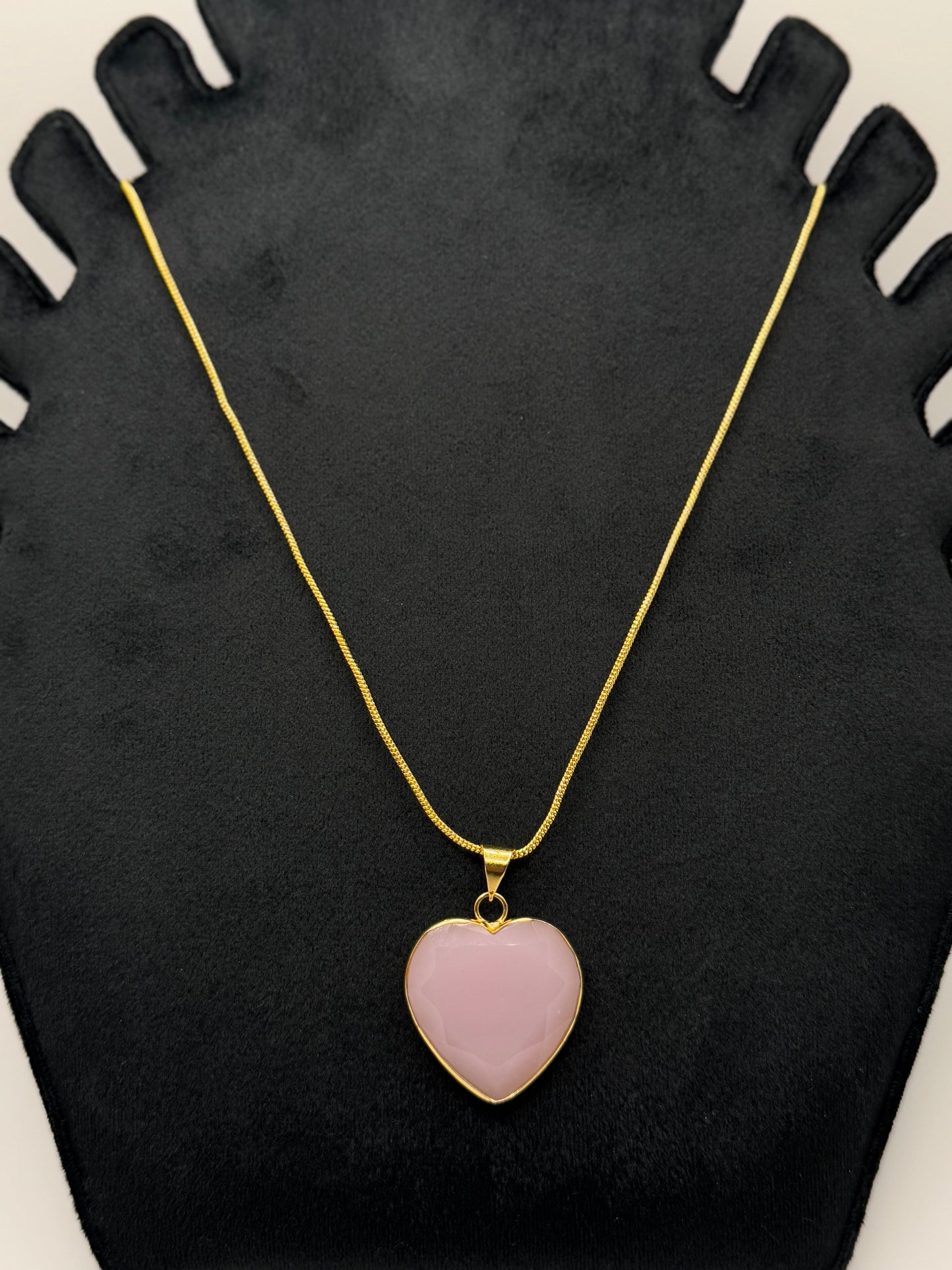 Blush Heart Charm Stone Necklace