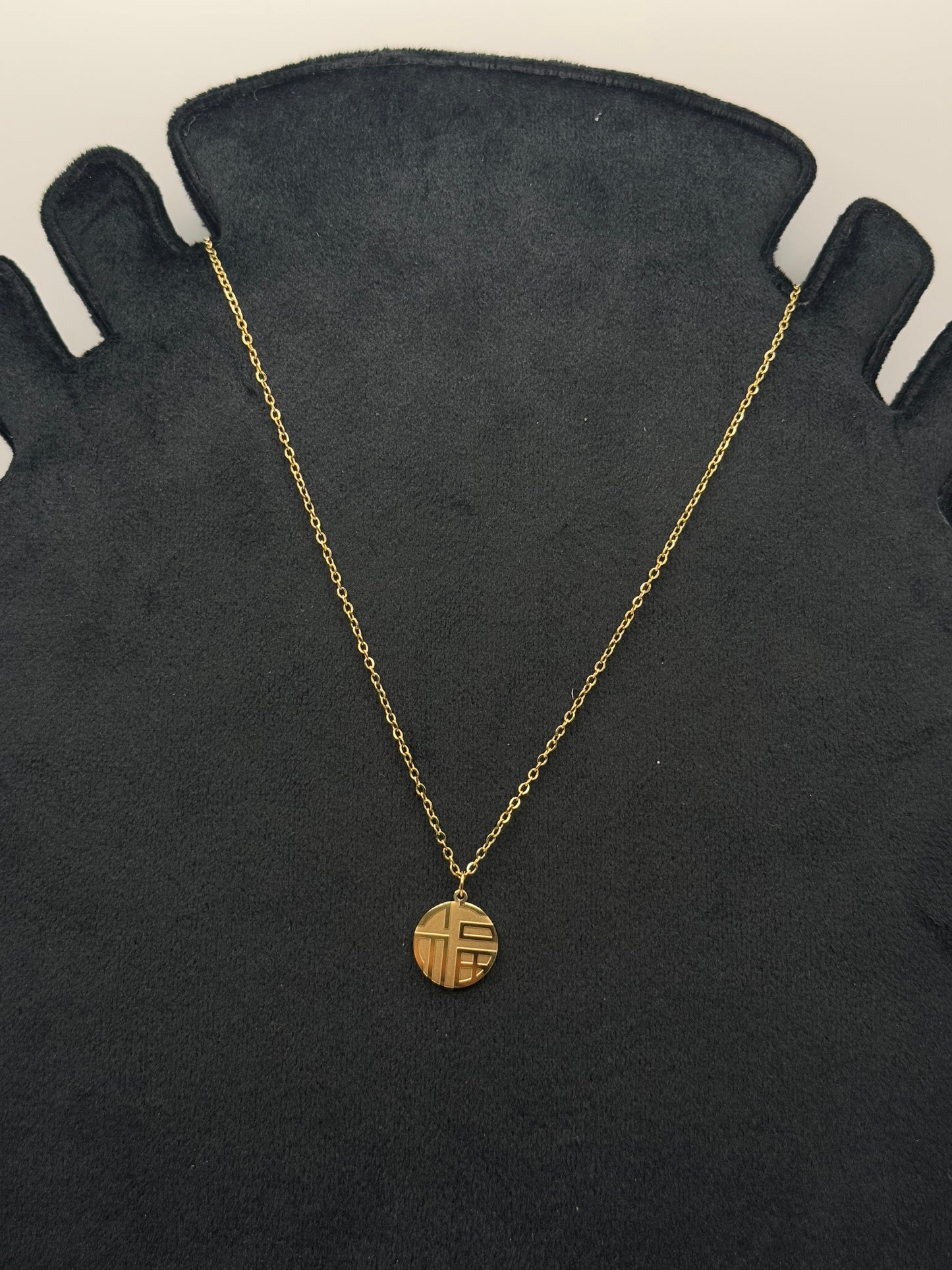 Delicate Gold Chain Necklace with Abstract Circle Pendant
