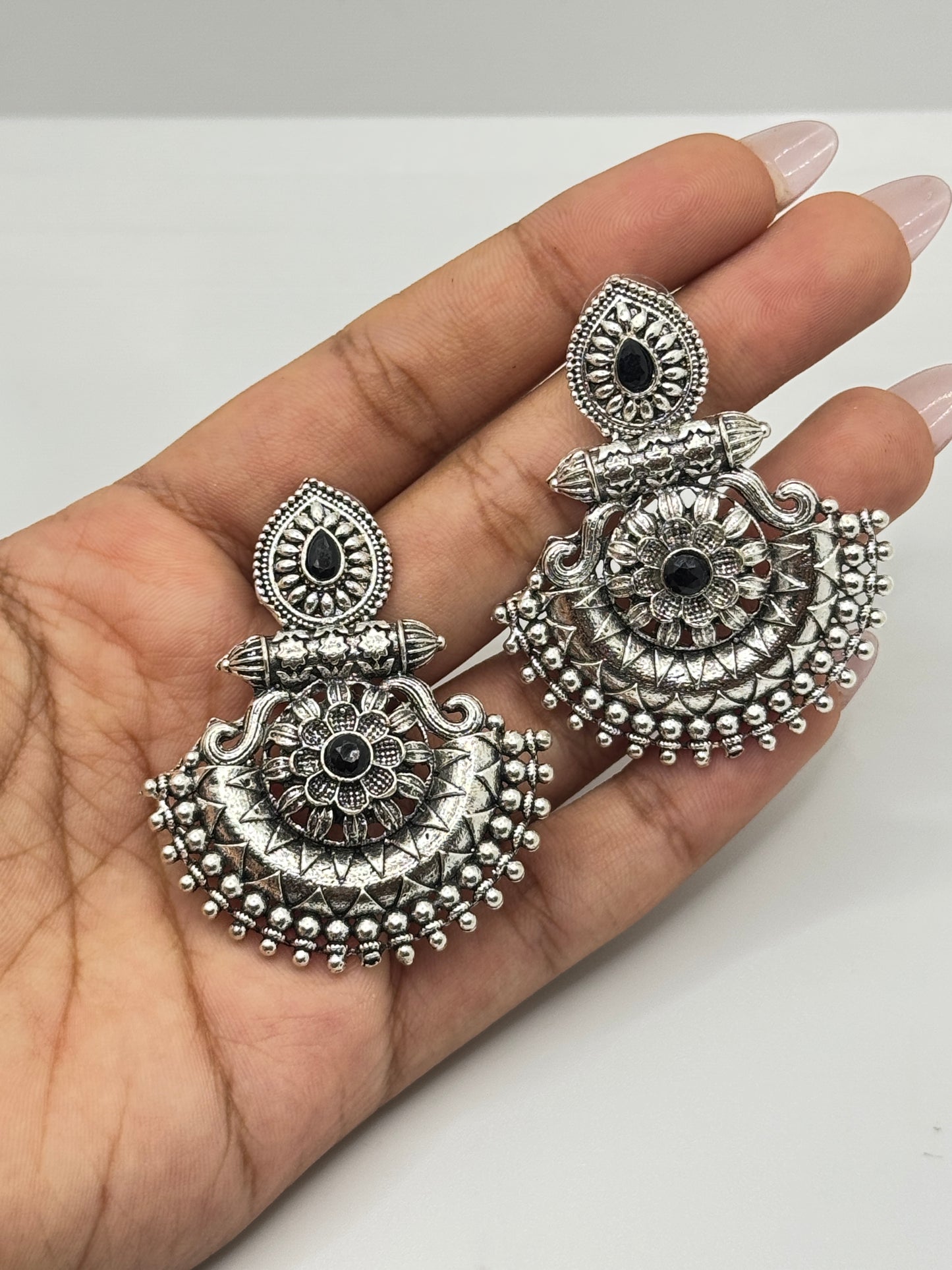 Meenakari silver earrings