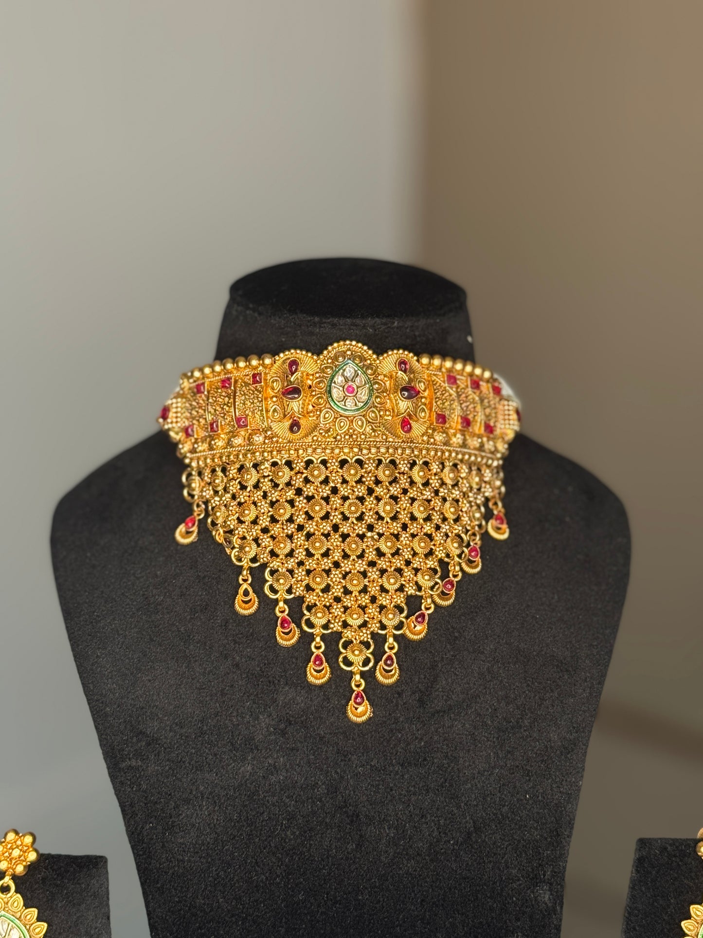 Royal Gold & Ruby Polki Choker Set