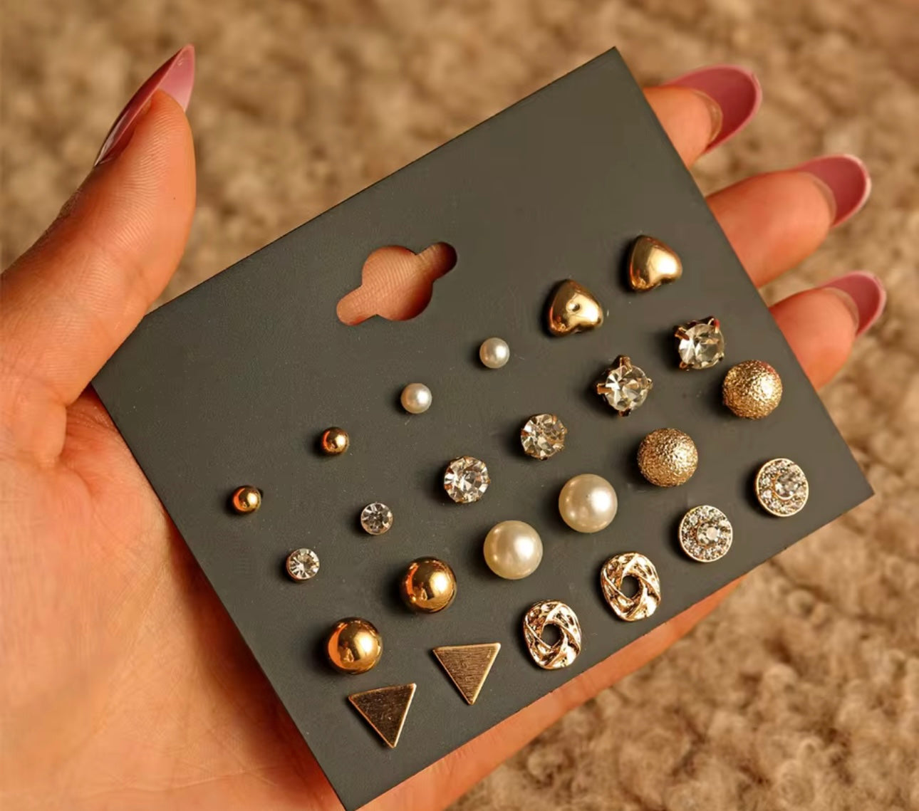 12 pair earrings set golden