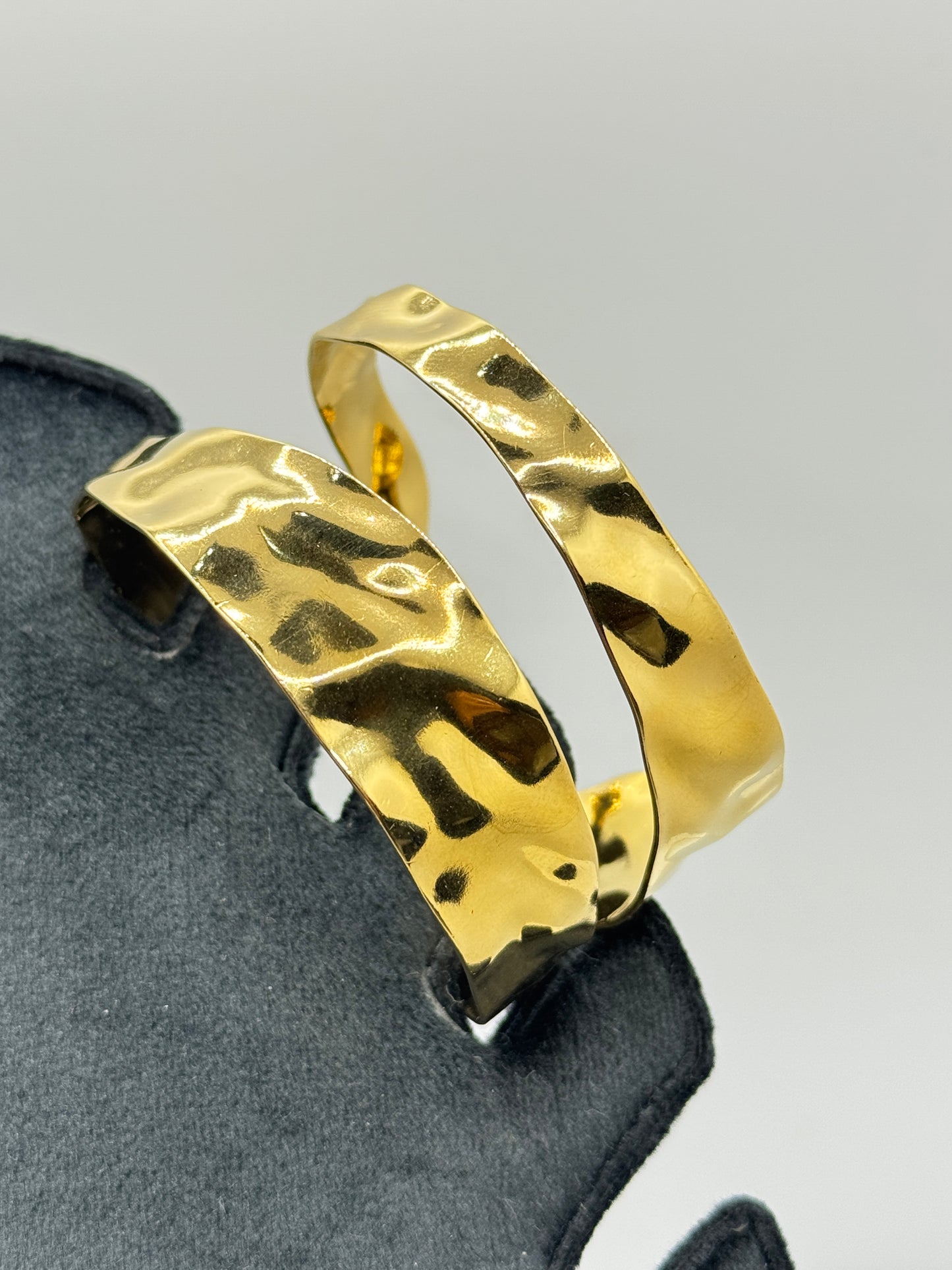 Modern Hammered Gold Split Cuff Bracelet