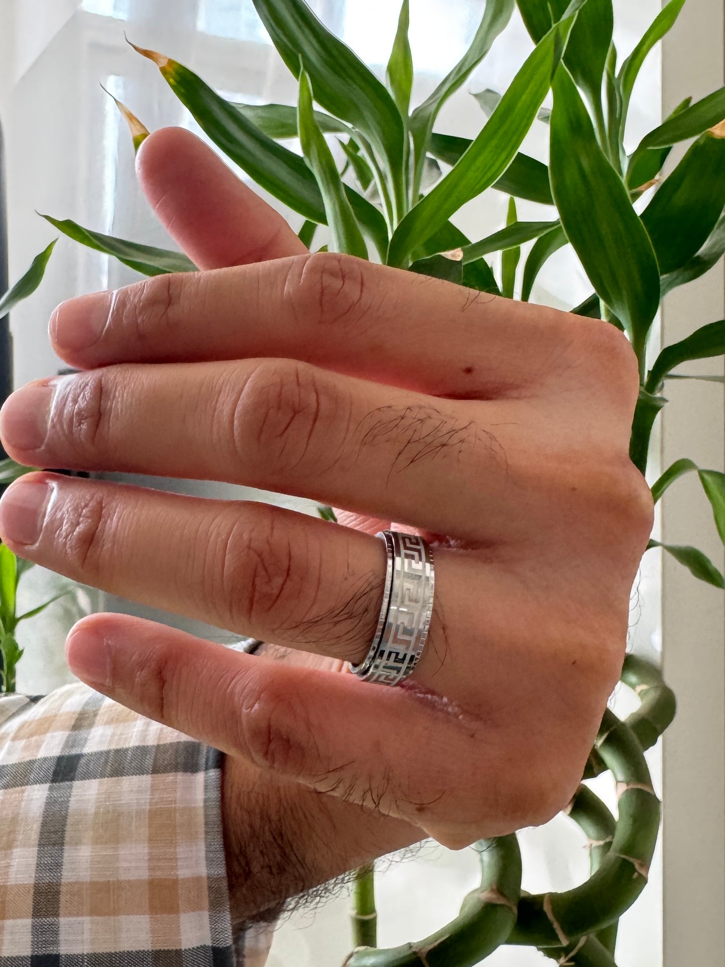 Silver mens rotating ring size 10