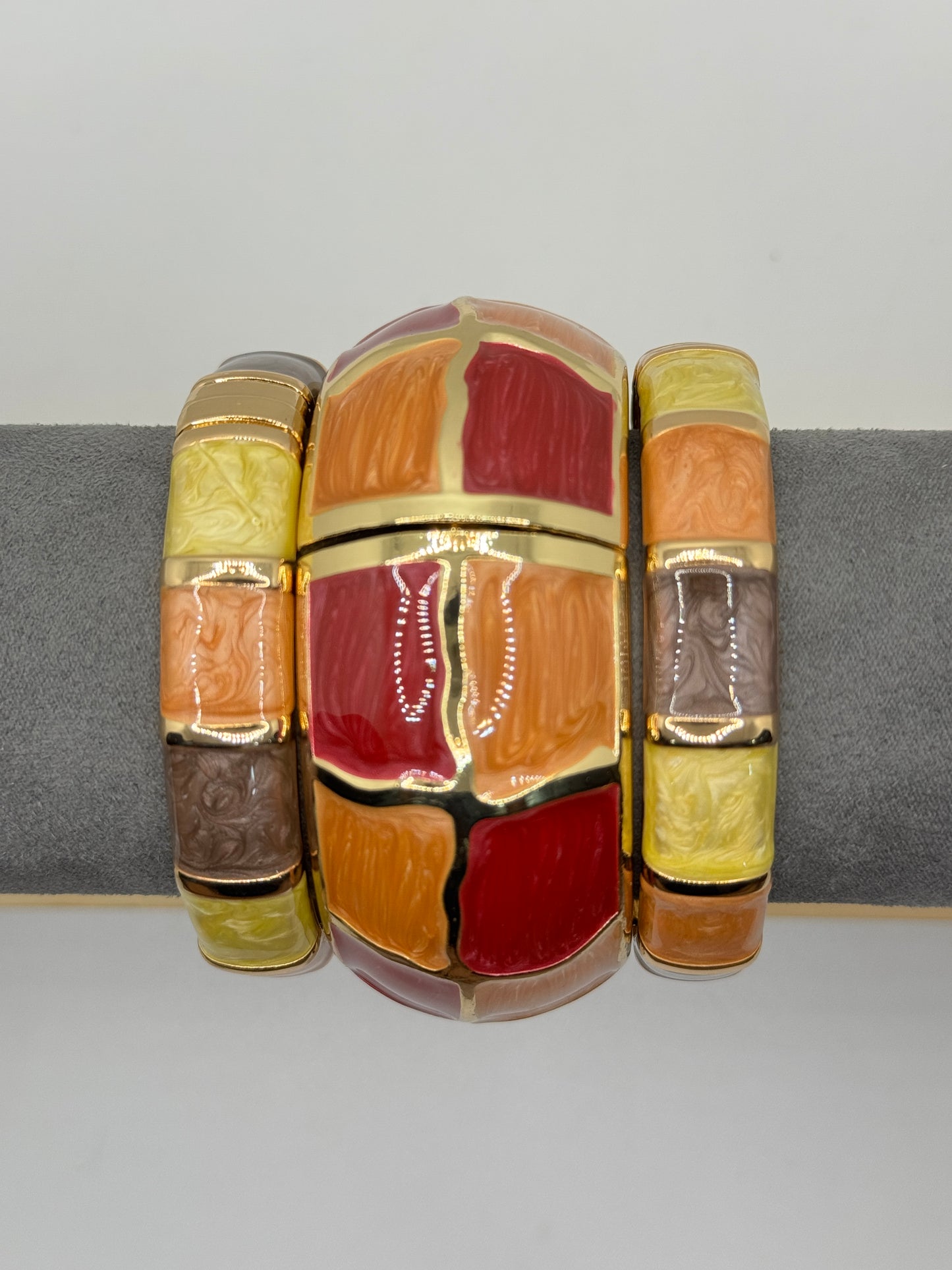 Bangle with Red and Orange Rectangular Sections