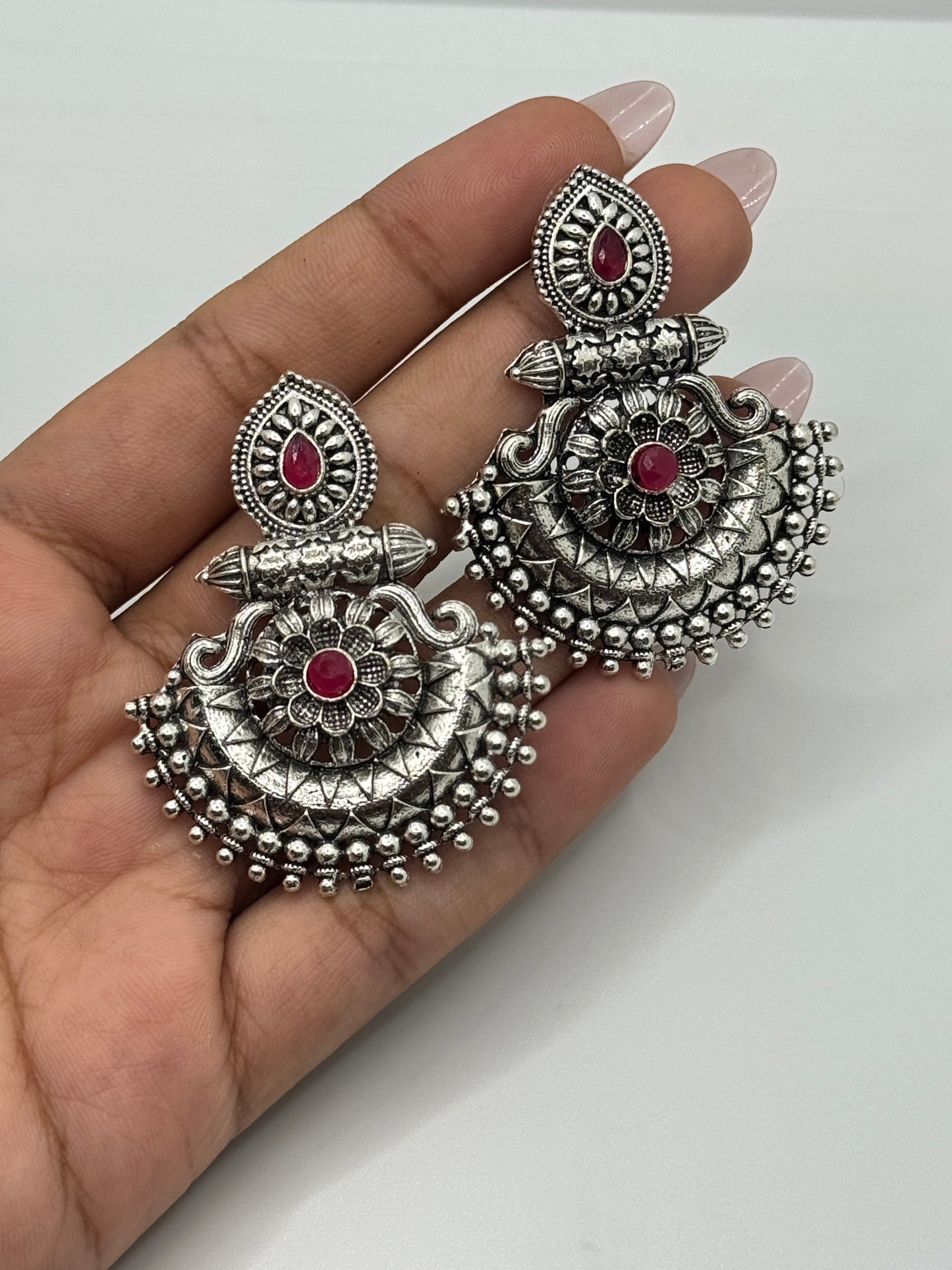 Meenakari silver earrings