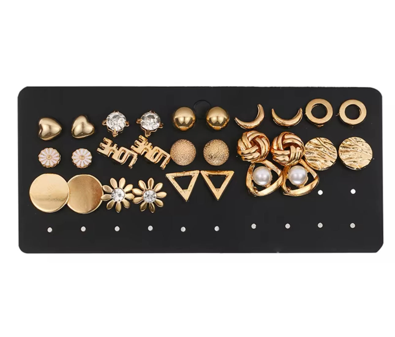 14 pair earrings set golden