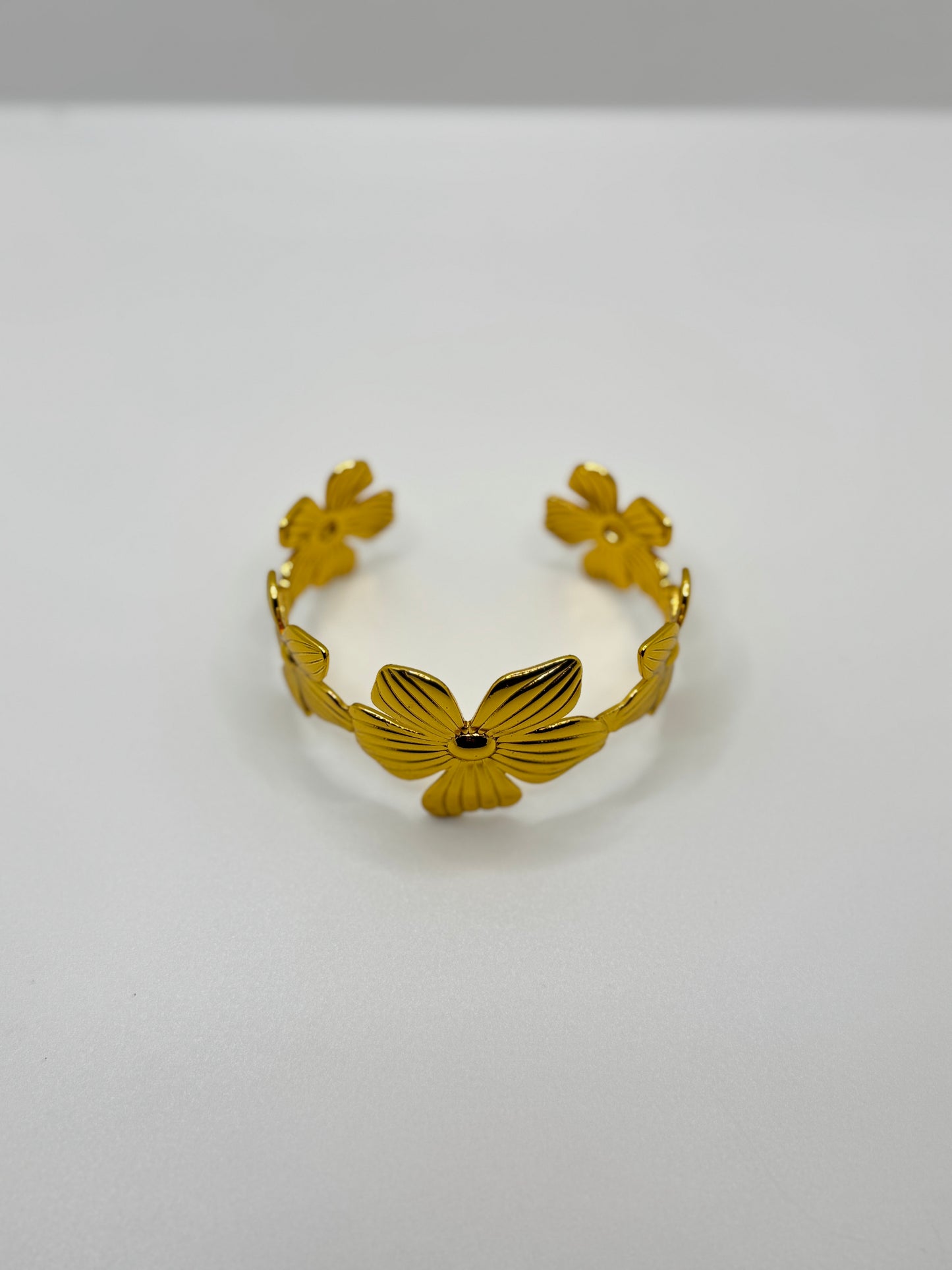 Gold Floral Design Cuff Bracelet