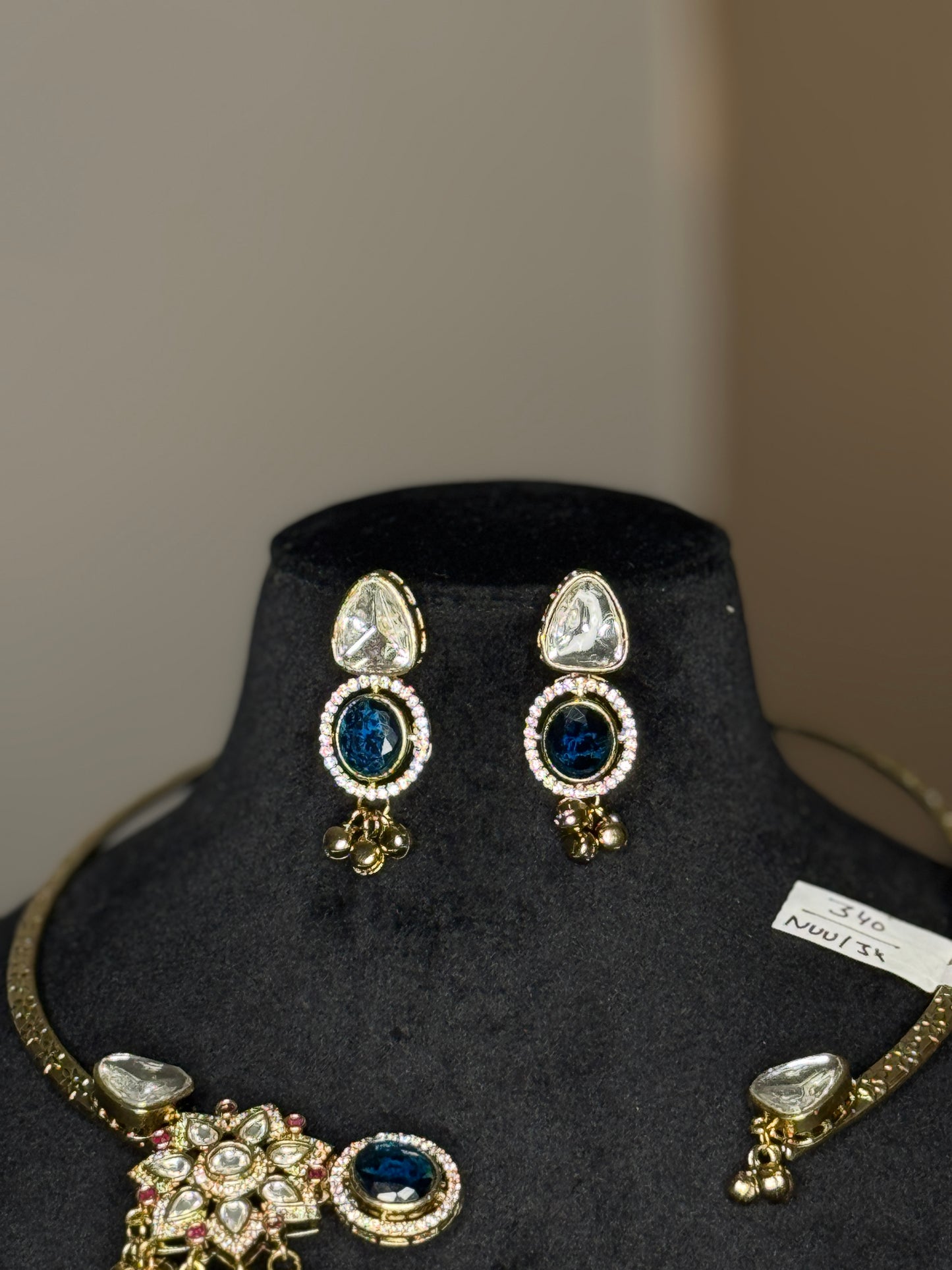 Royal Blue & Kundan Style Necklace Set