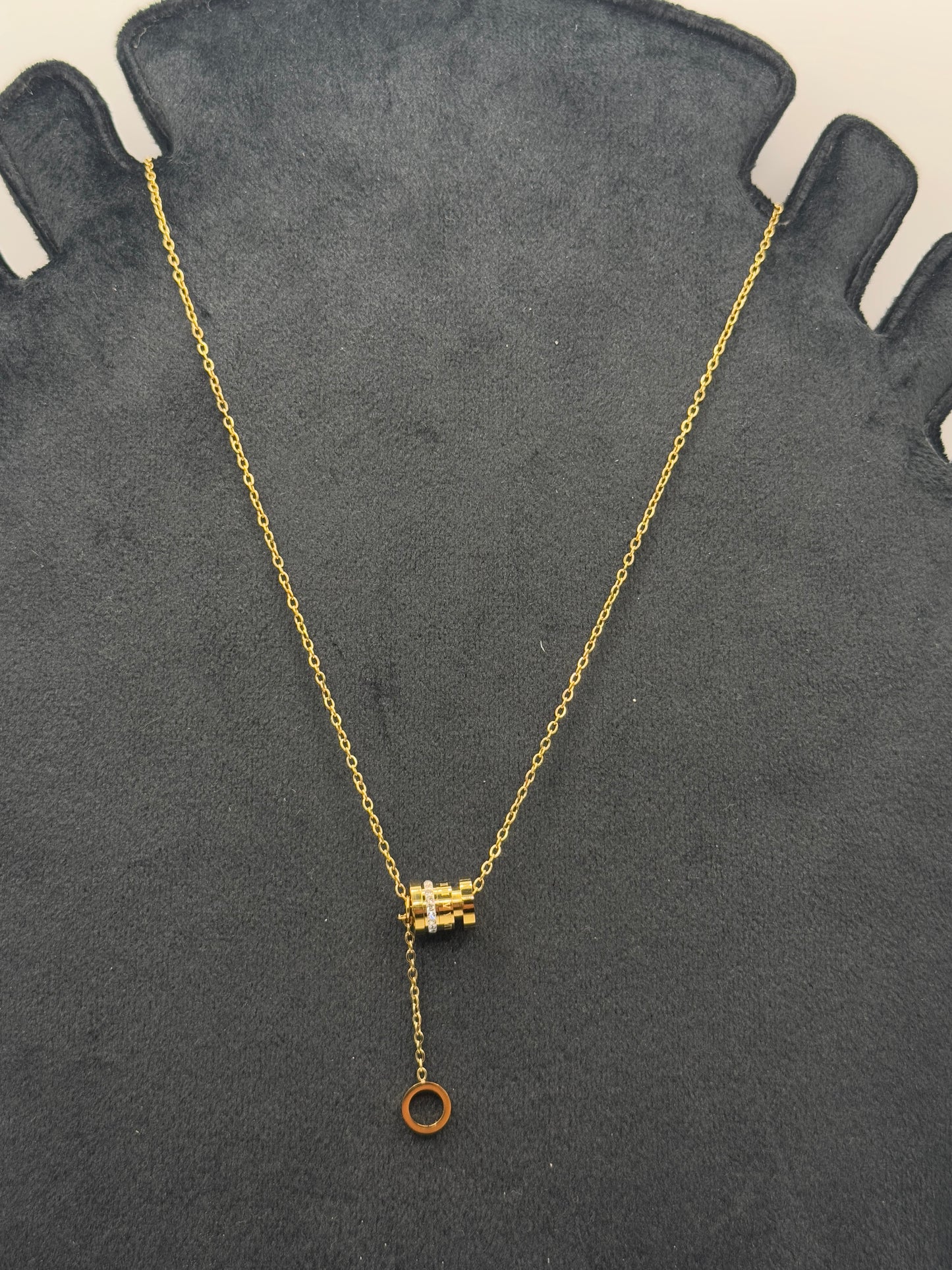 Gold Tone Wide Flat Link Necklace