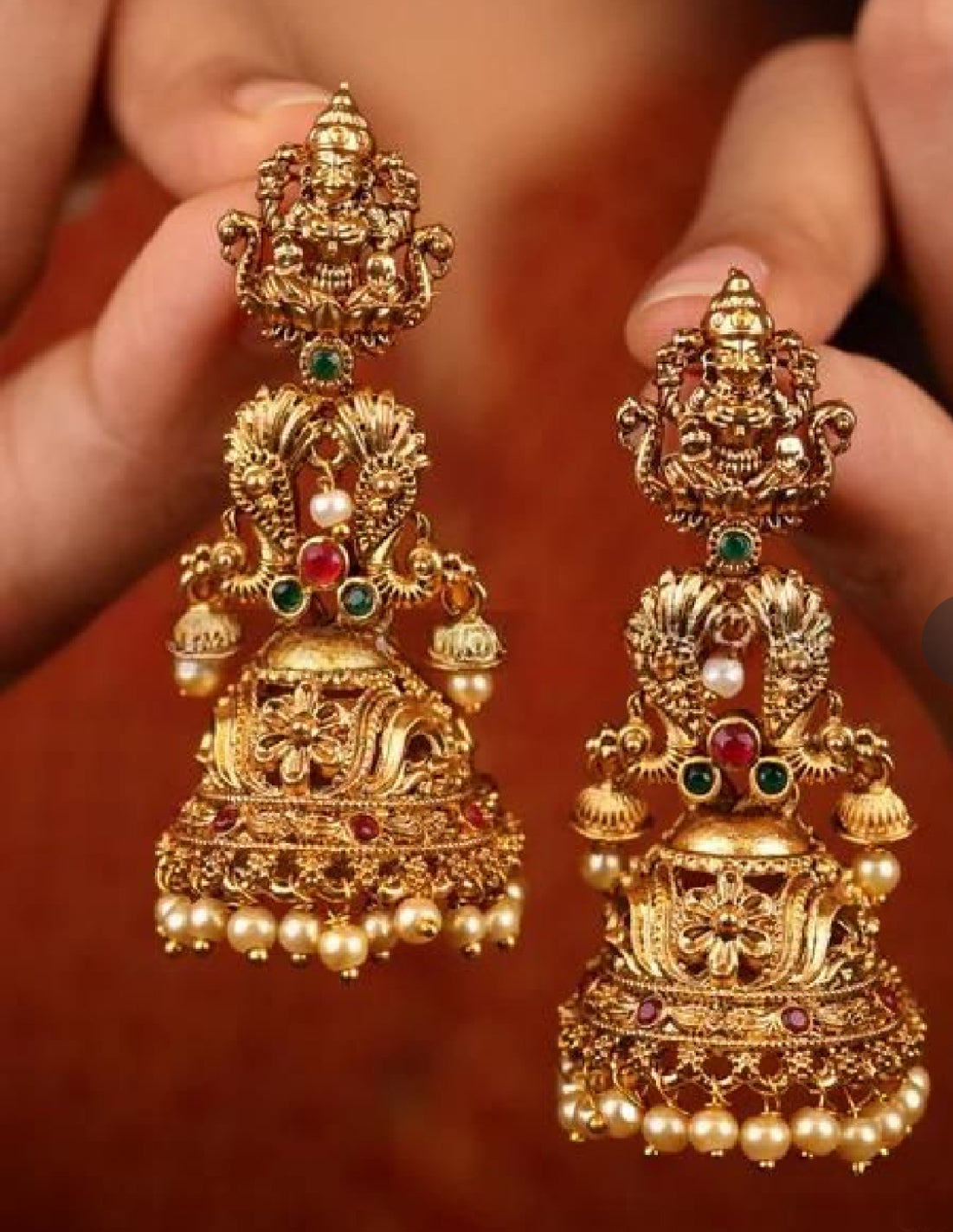 Temple jewellery jhumka earrings
