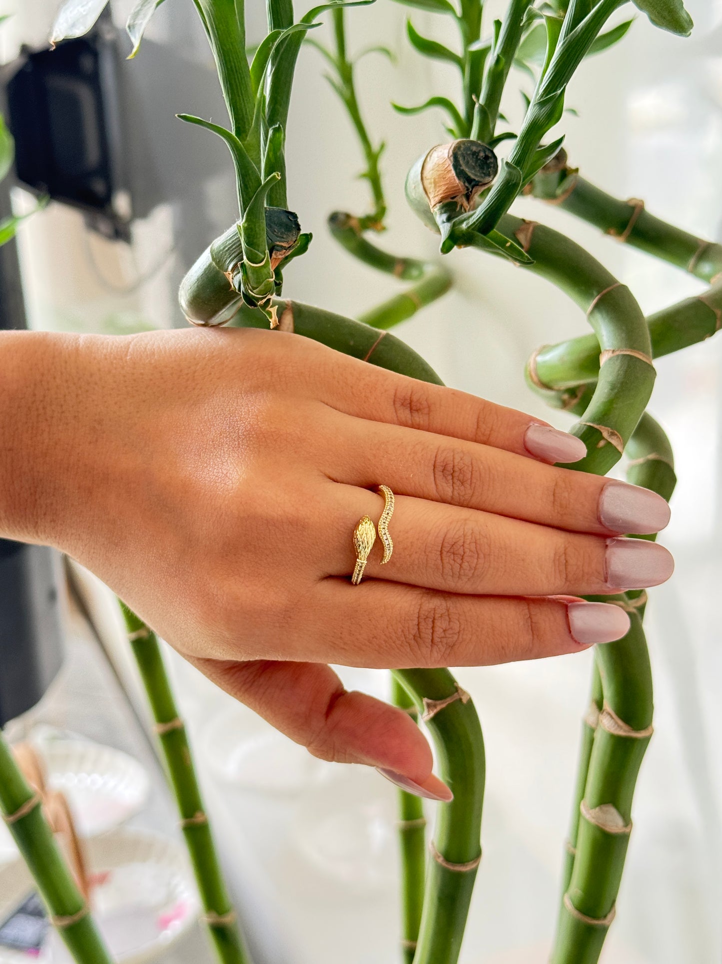 Korean anti tarnish ring in snake design