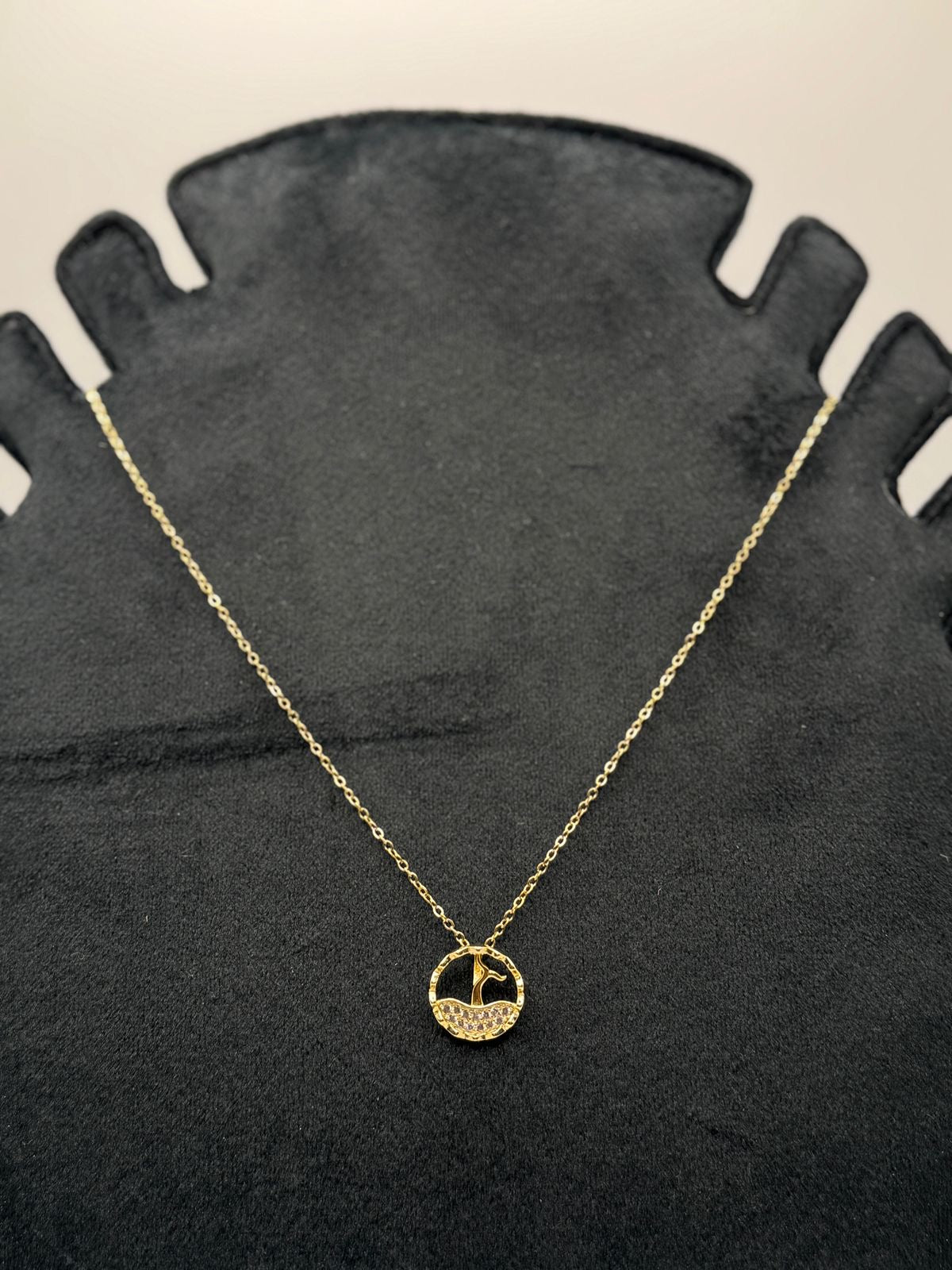 Gold Sailing Boat Necklace with Zirconia
