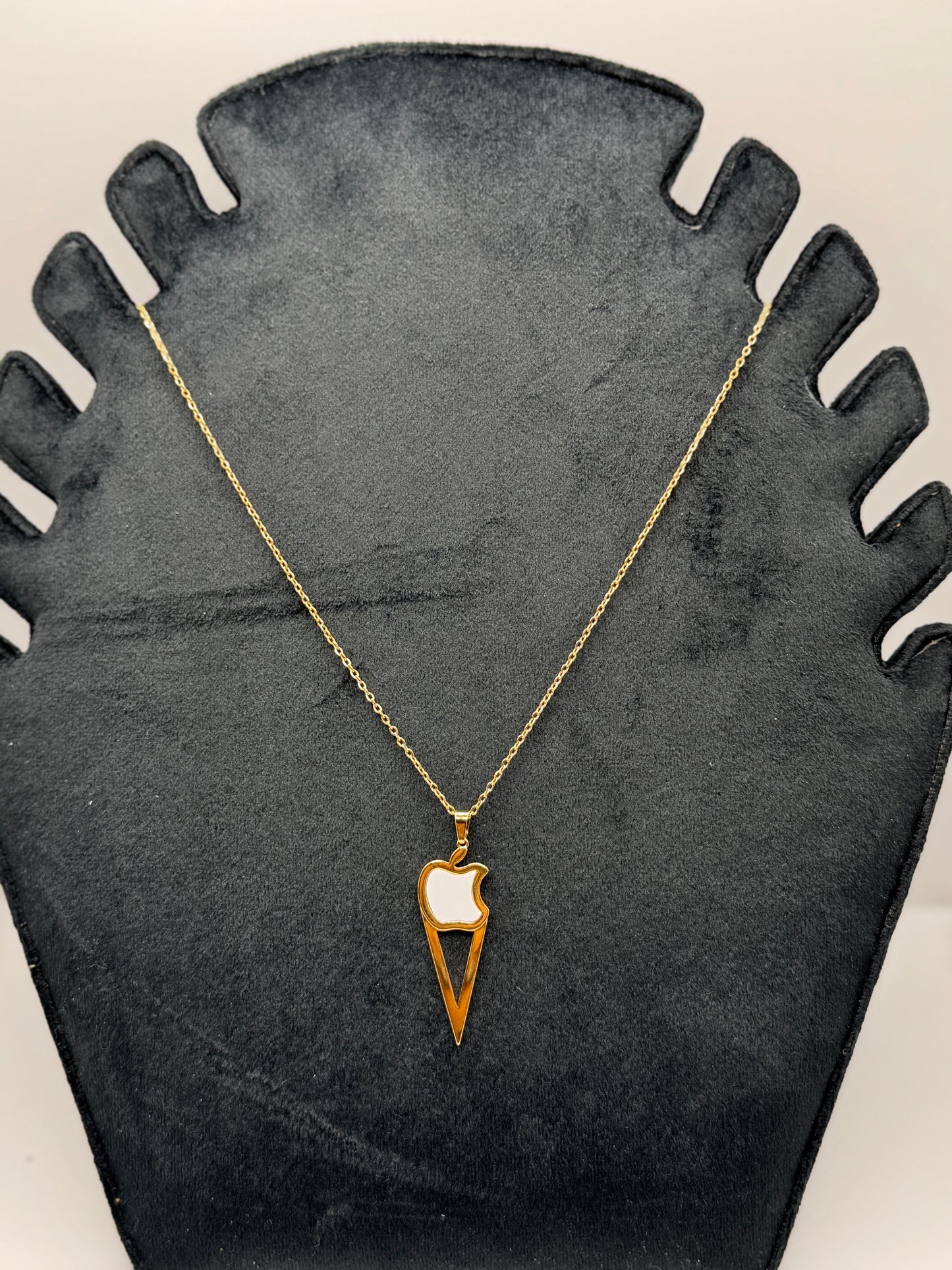 Gold Apple Logo Triangle Necklace for men