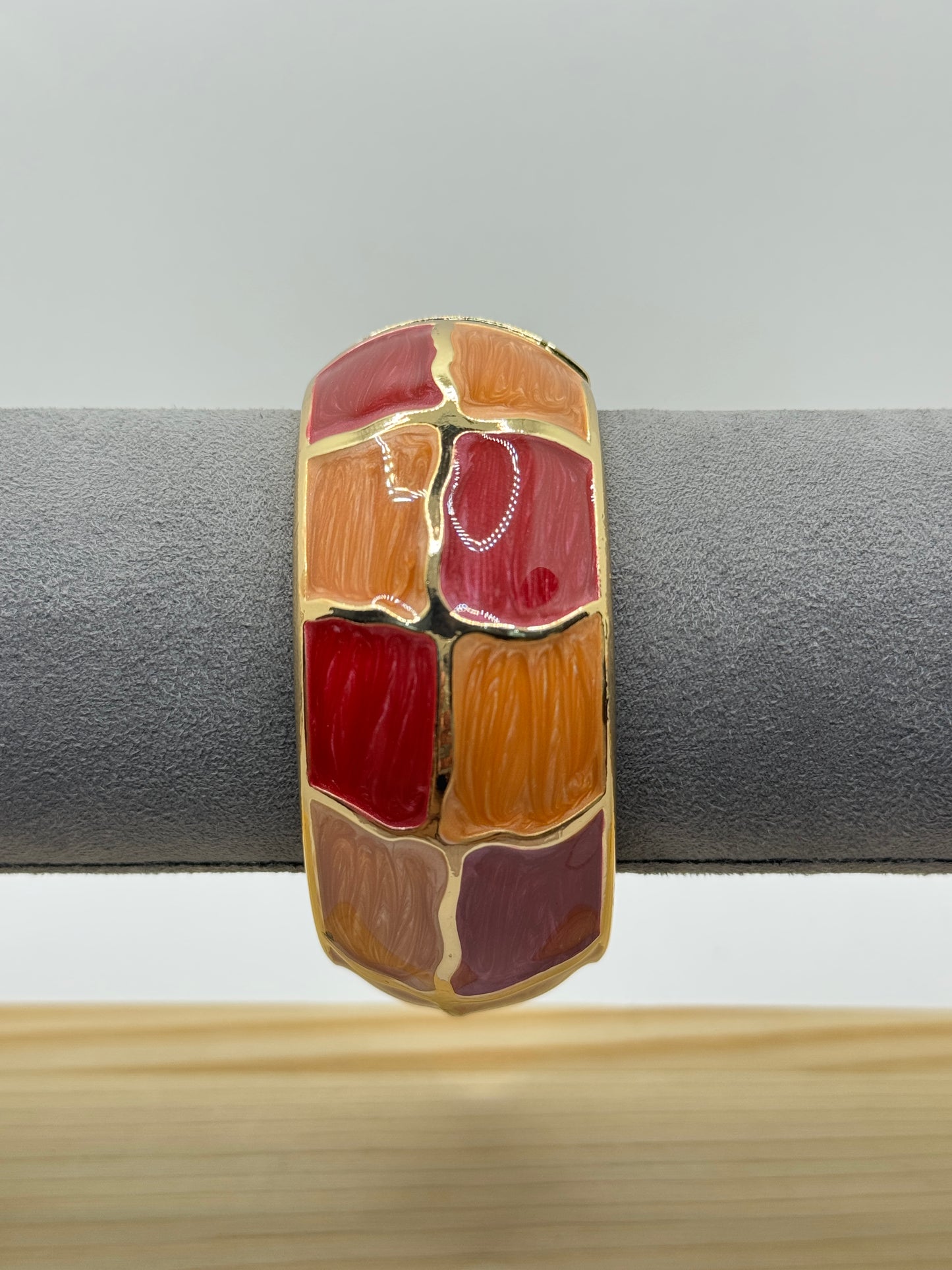Bangle with Red and Orange Rectangular Sections