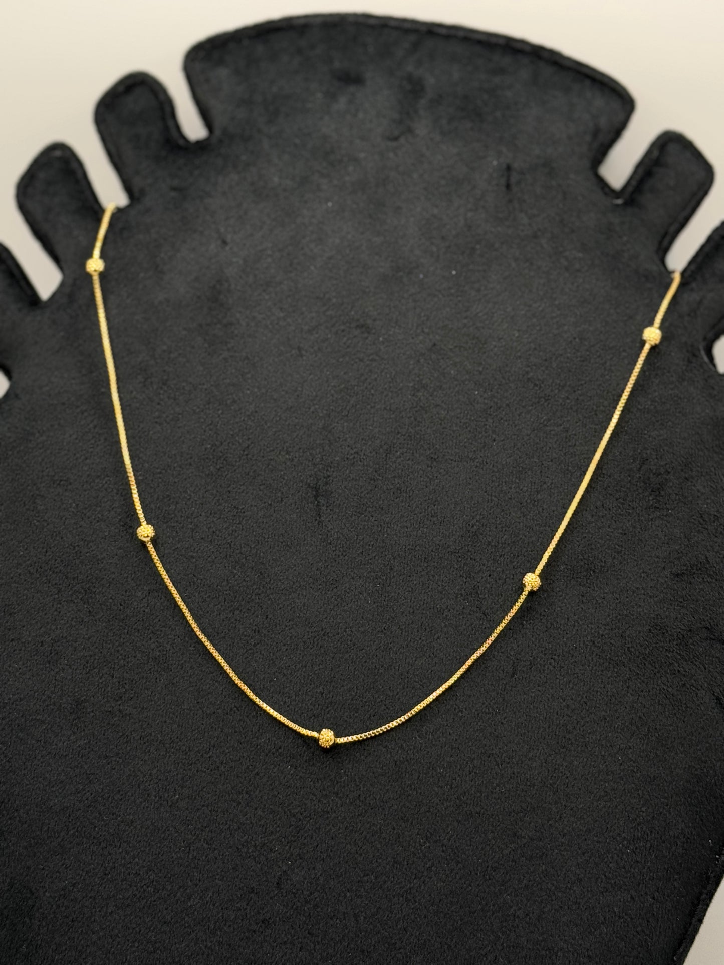 Gold plated Beaded Box Chain Necklace