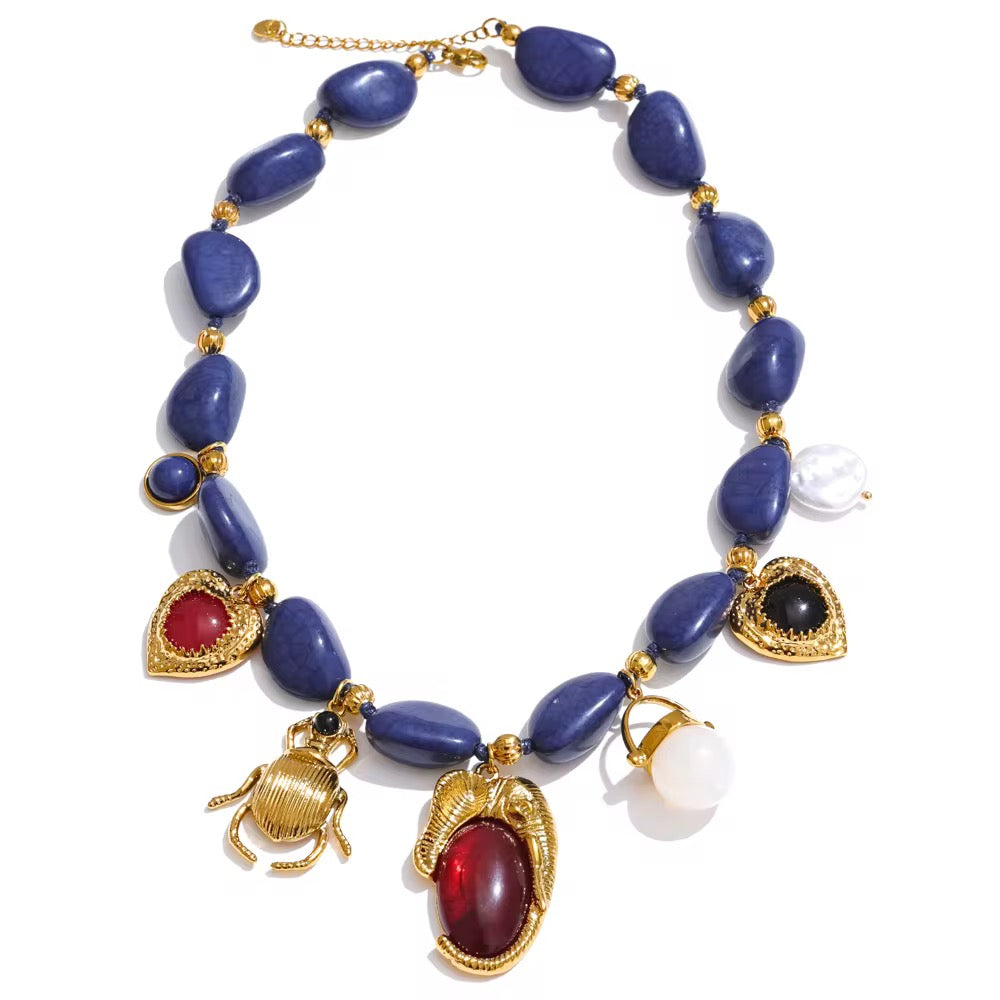 Acrylic chain insect heart peal charm necklace