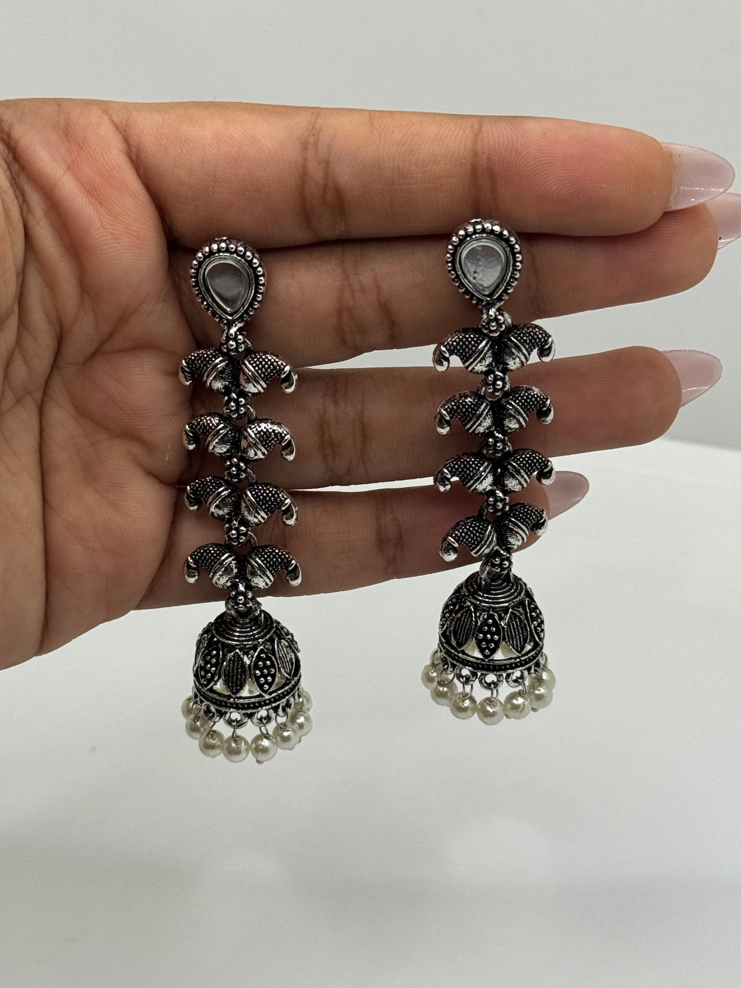 Traditional Oxidized Silver Jhumkas