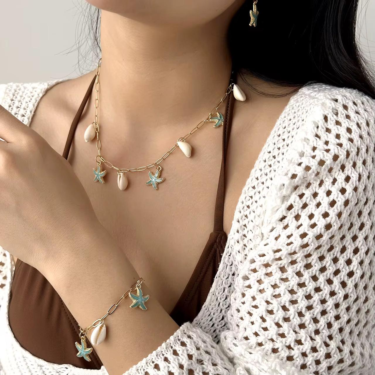 Bohemia natural neckalce bracelet earring set