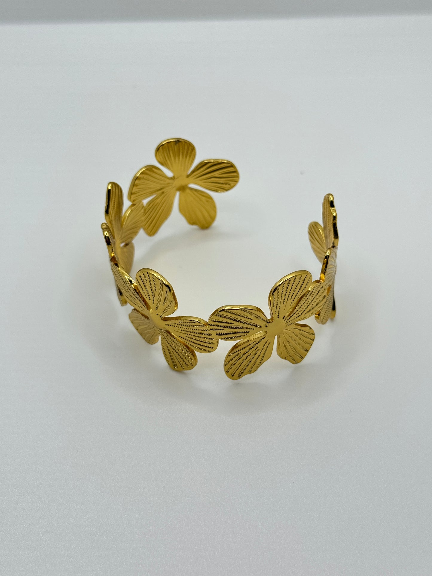 Floral Motif Gold Cuff Bracelet