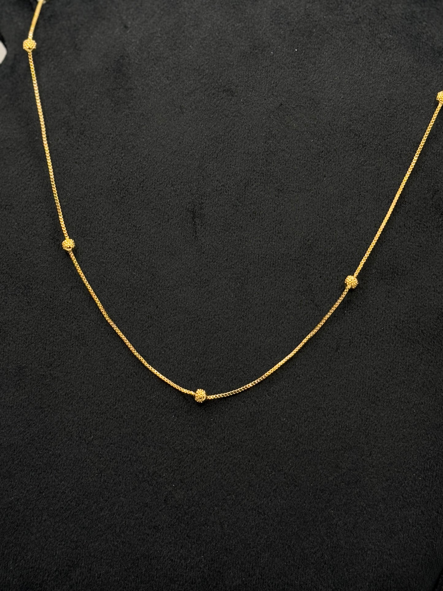 Gold plated Beaded Box Chain Necklace