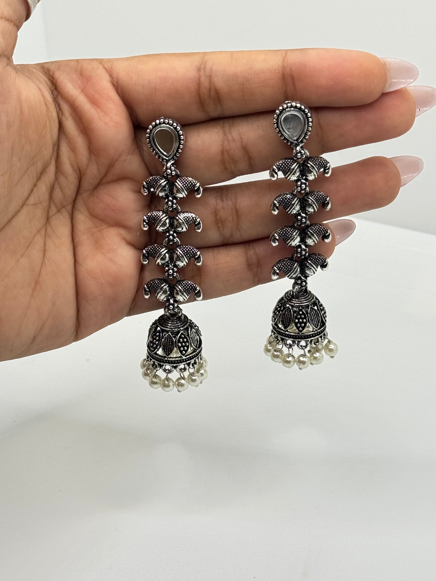 Traditional Oxidized Silver Jhumkas