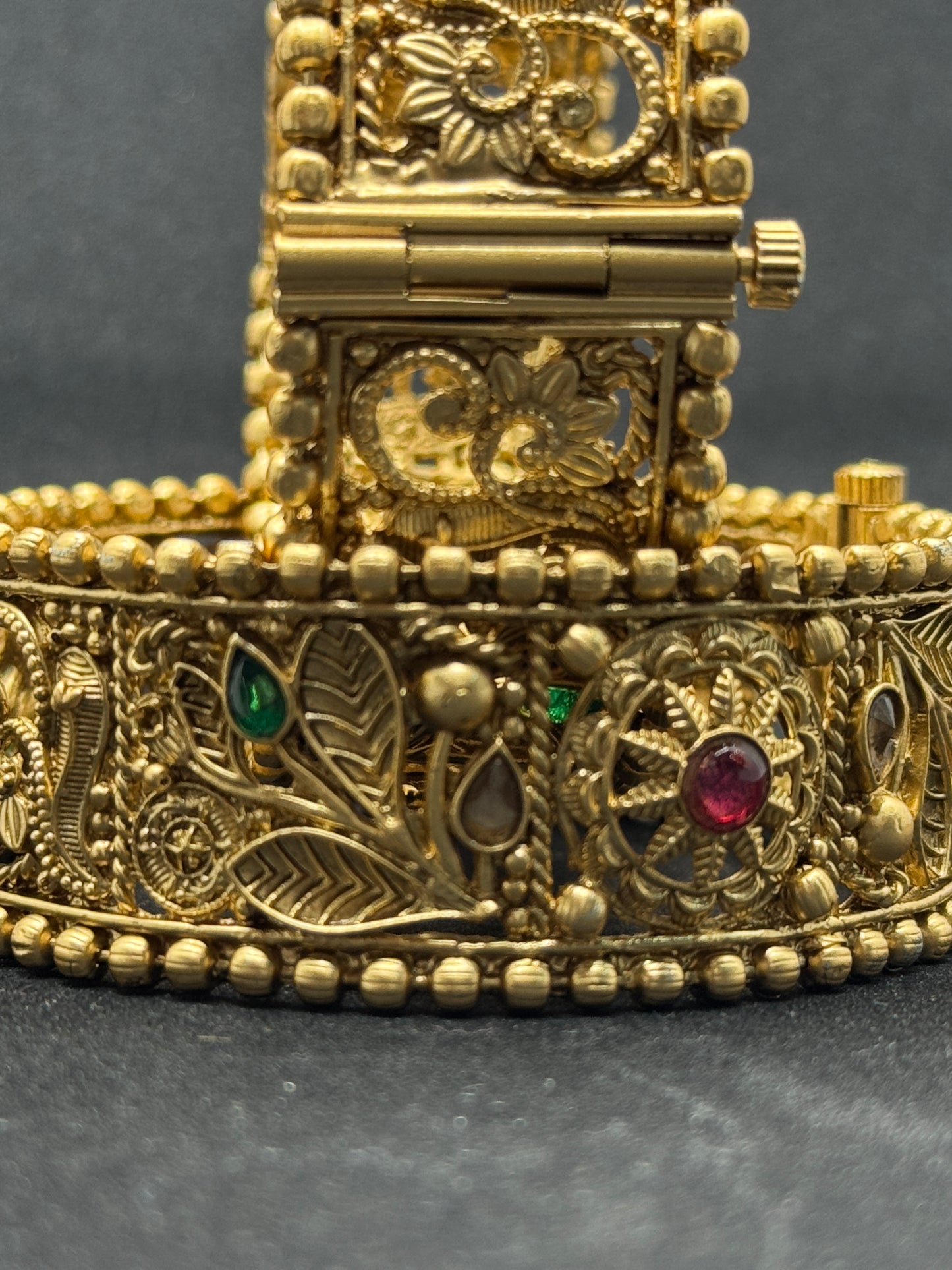 Rajasthani Gold Kada Bangle with Multicolored Meena and Stone Work 2*6