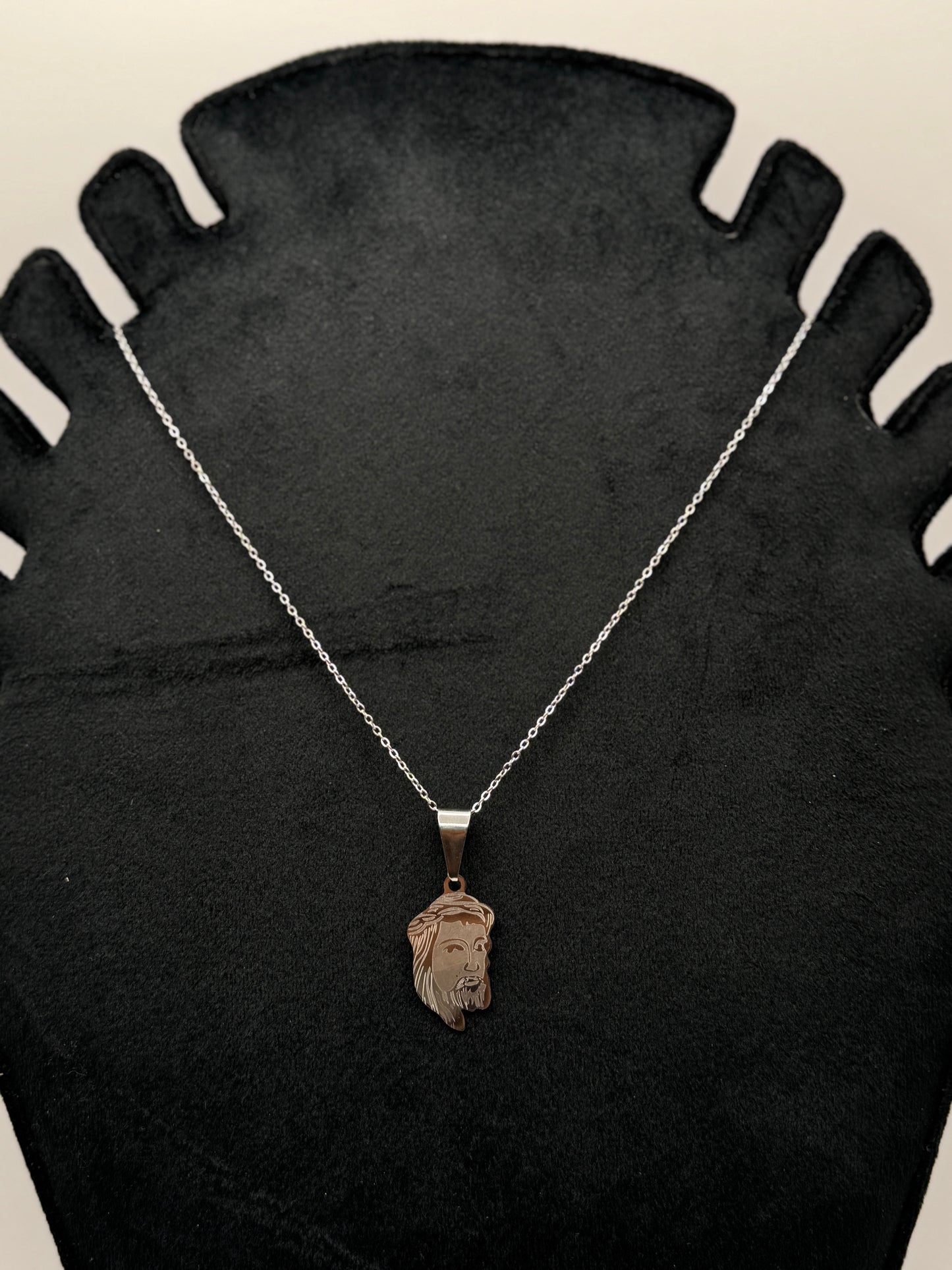 Silver Jesus Christ Face Pendant Necklace for men