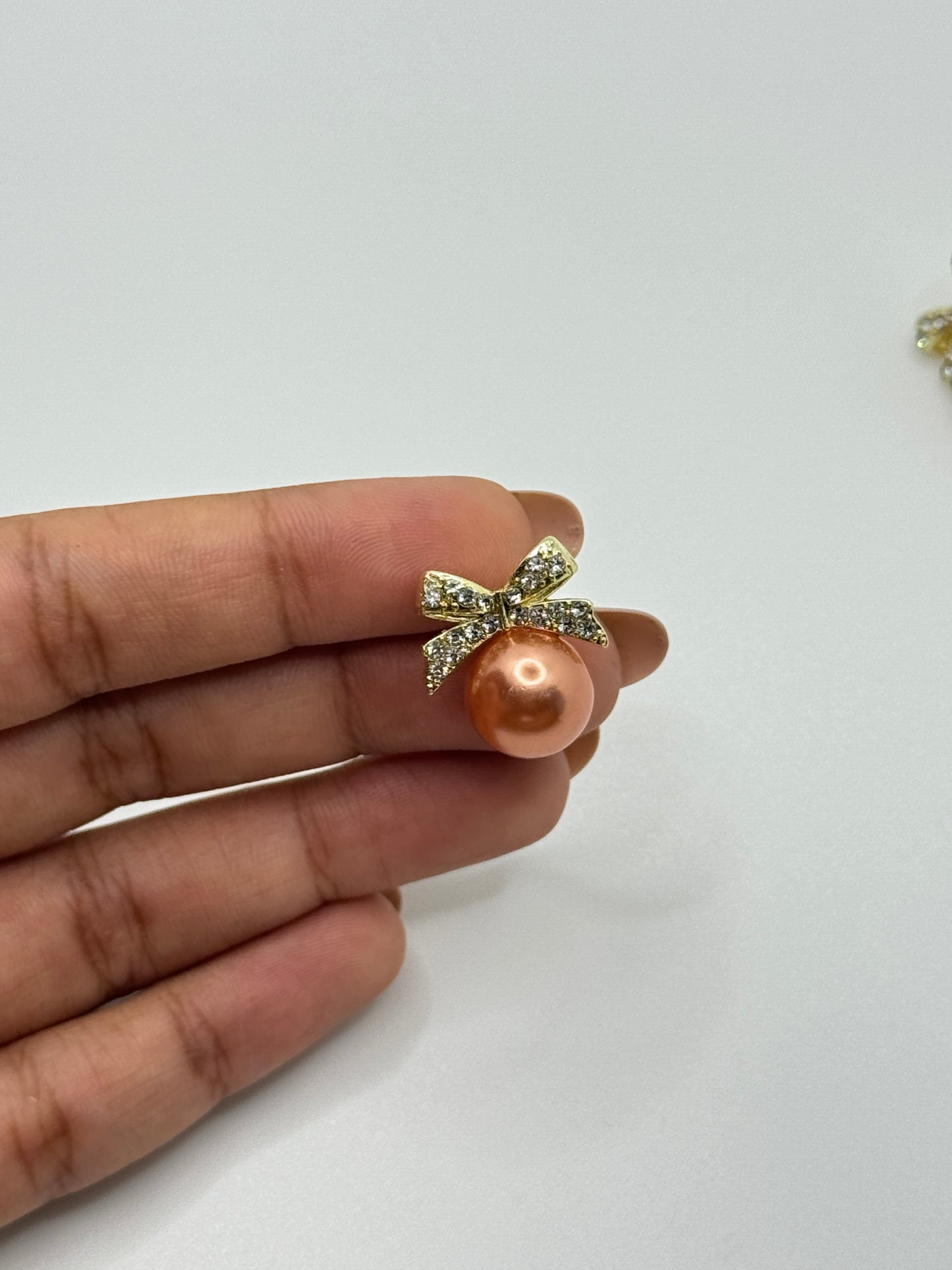 Bow and Pearl Stud Earrings