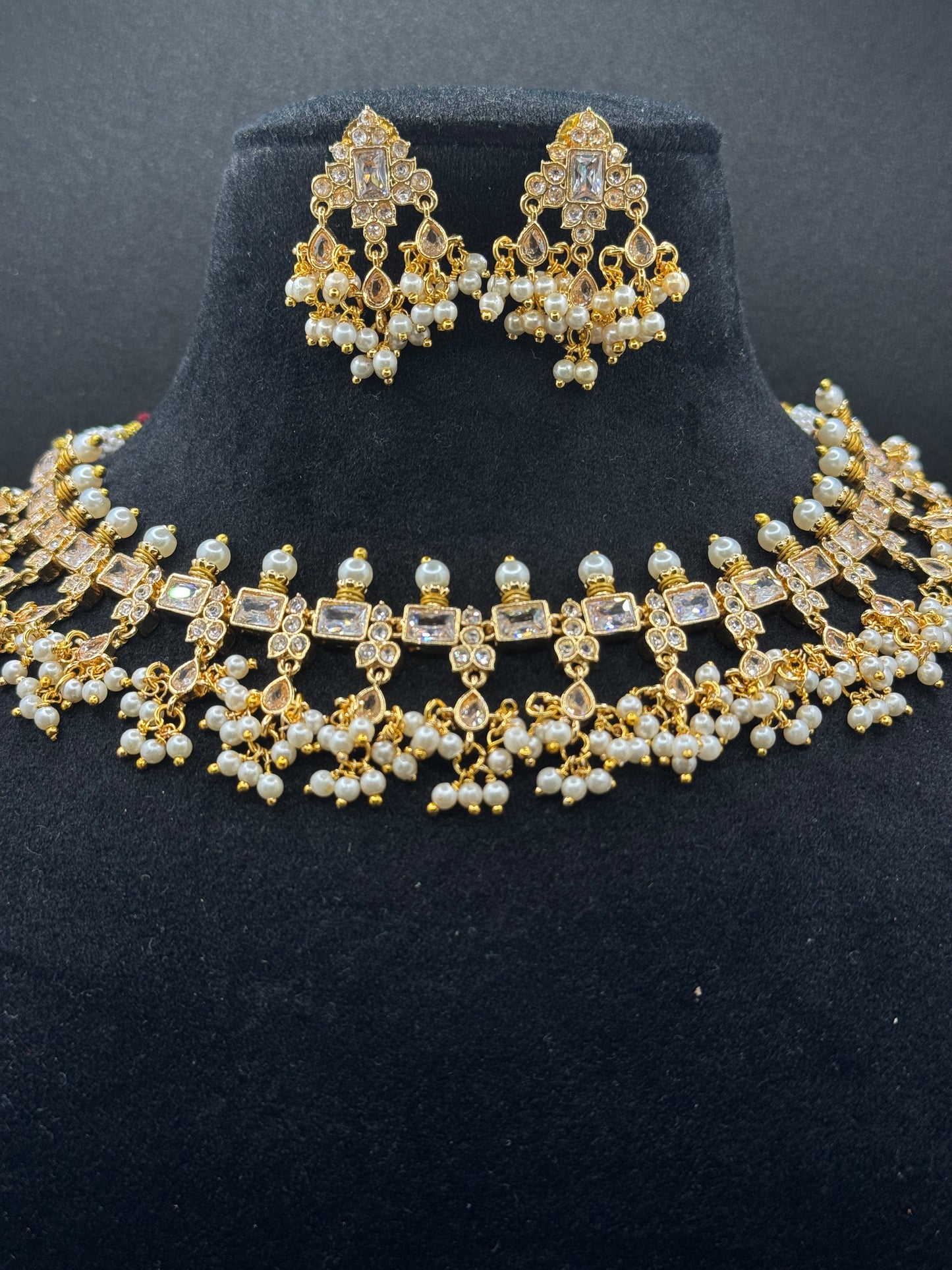 Pearl & Kundan Gold Plated Necklace Set
