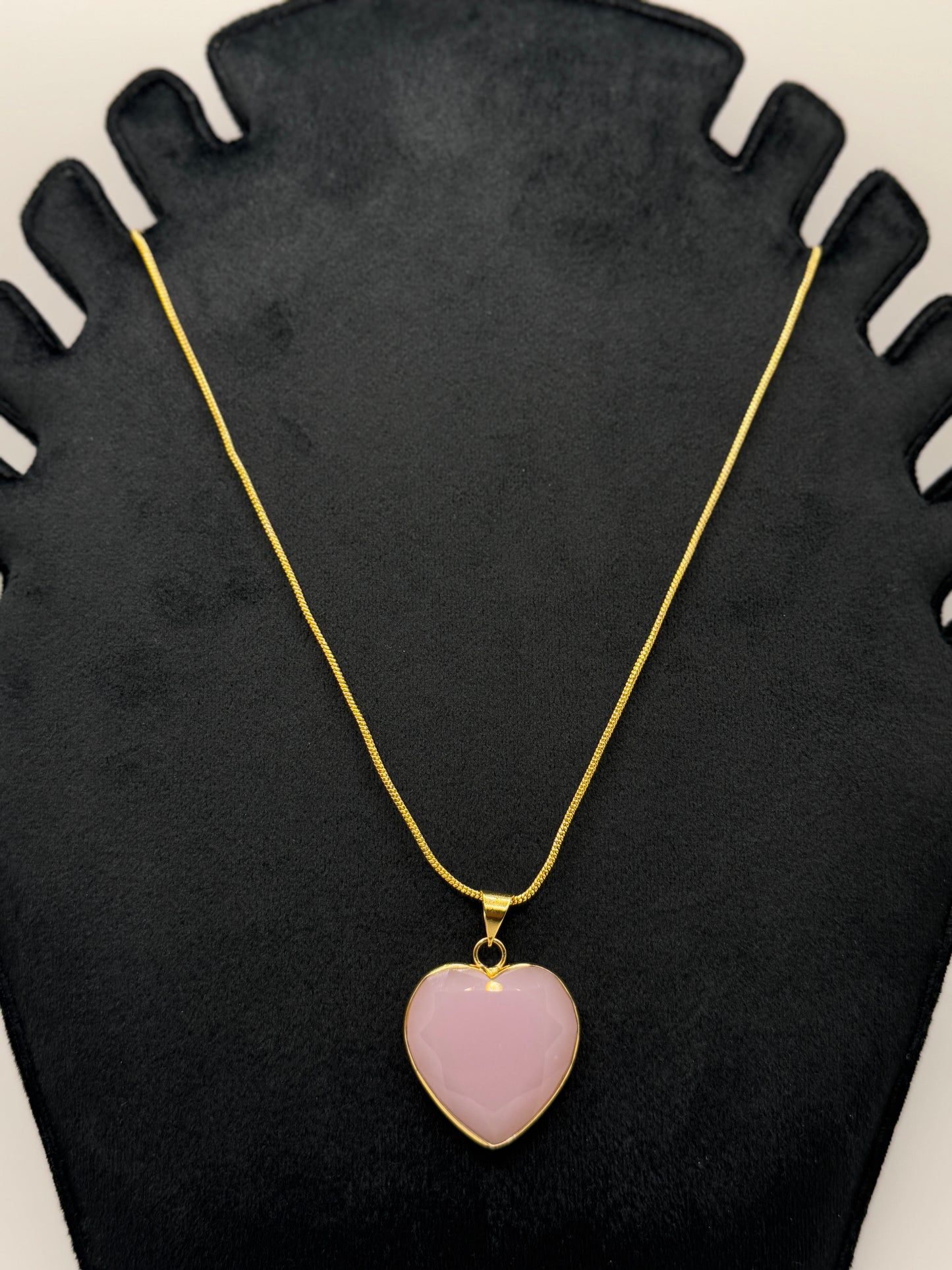 Blush Heart Charm Stone Necklace