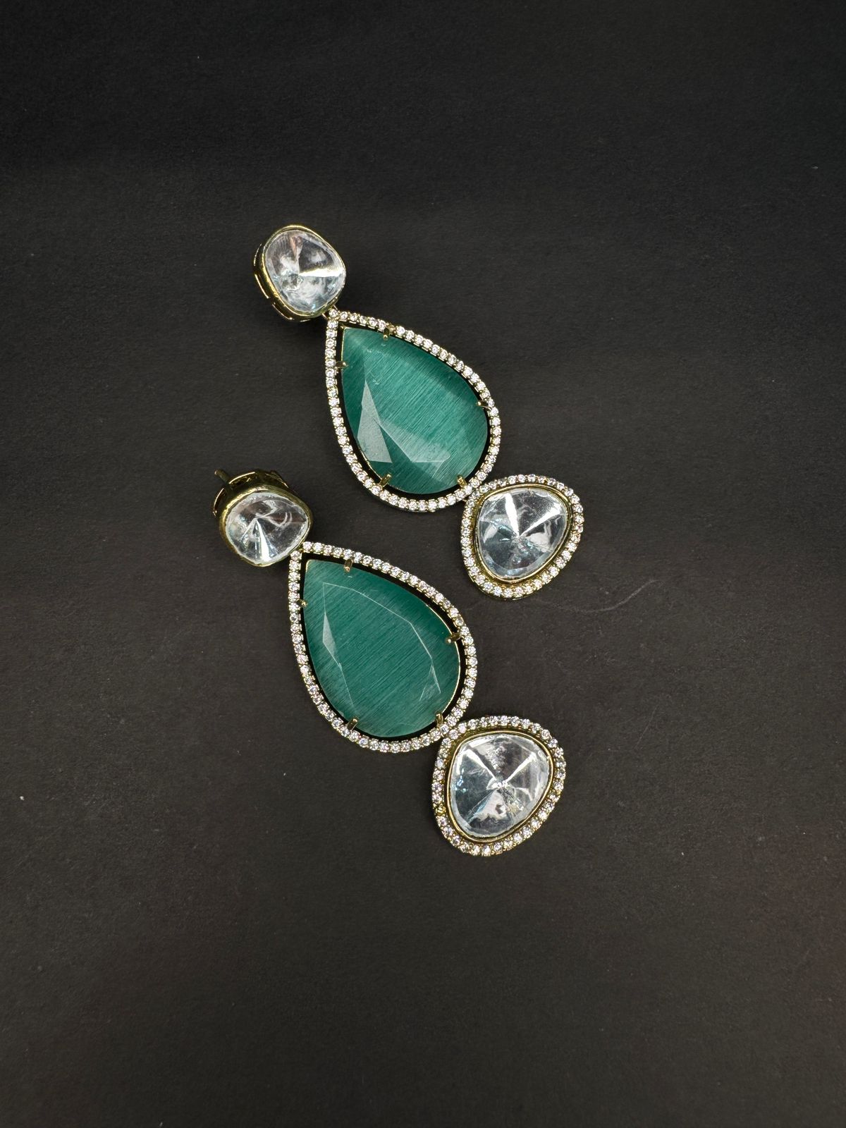 Polki and moissanite drop earrings