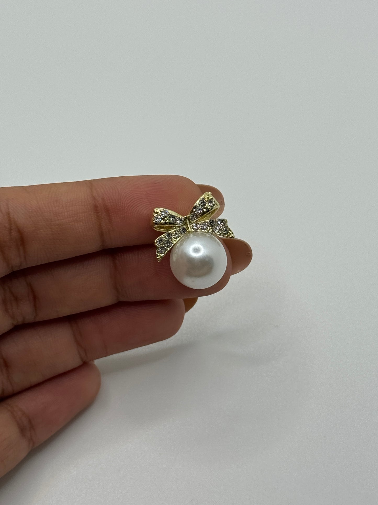 Bow and Pearl Stud Earrings