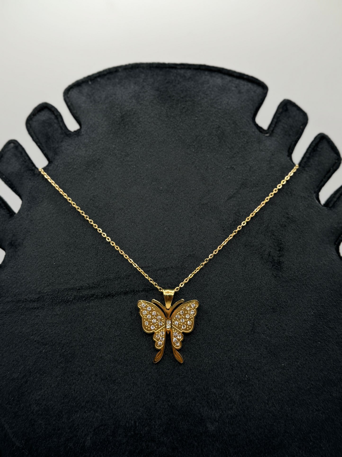 Gold Pave Butterfly Necklace