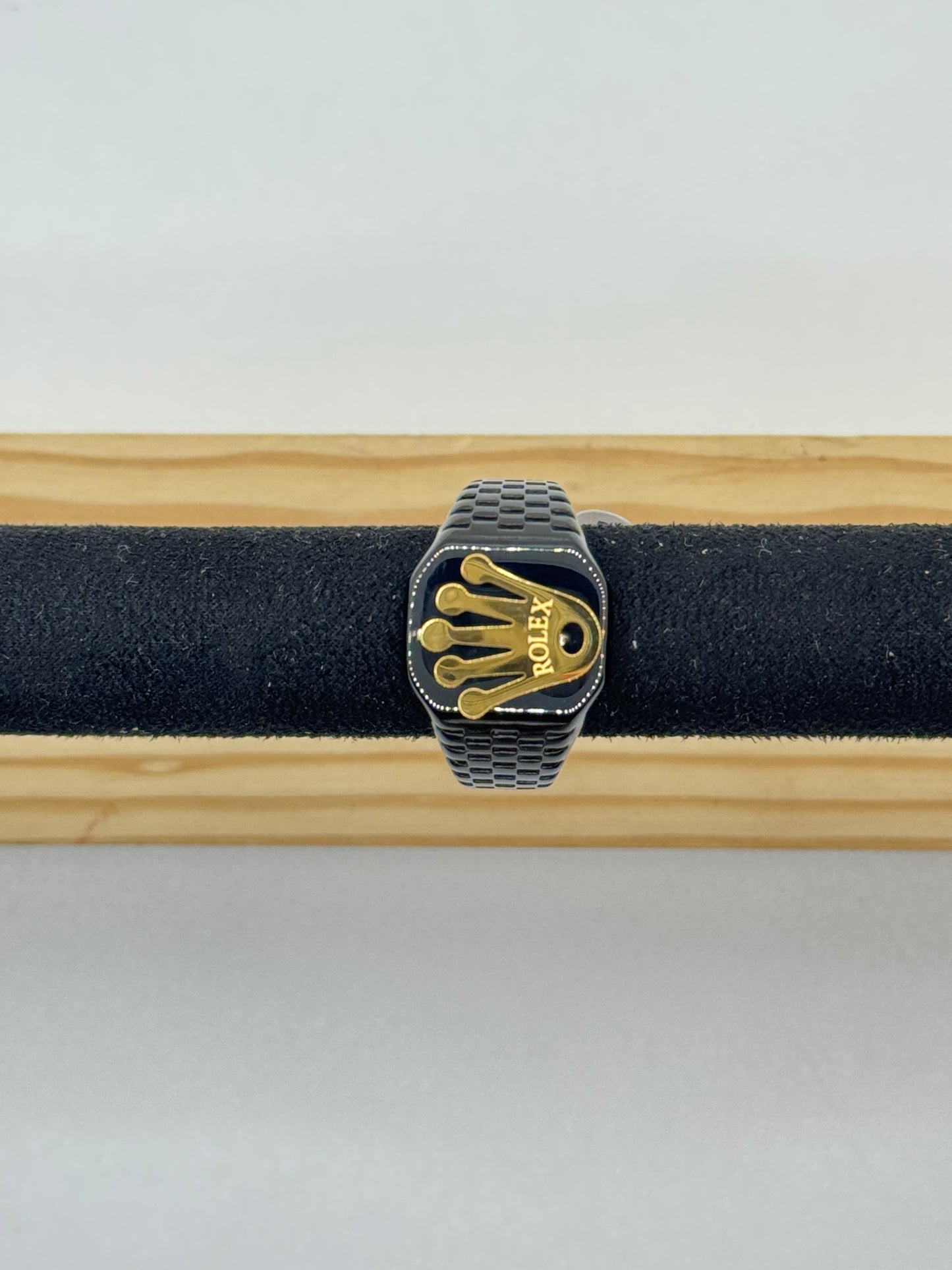 Men's Black & Gold Rolex Crown Style Ring