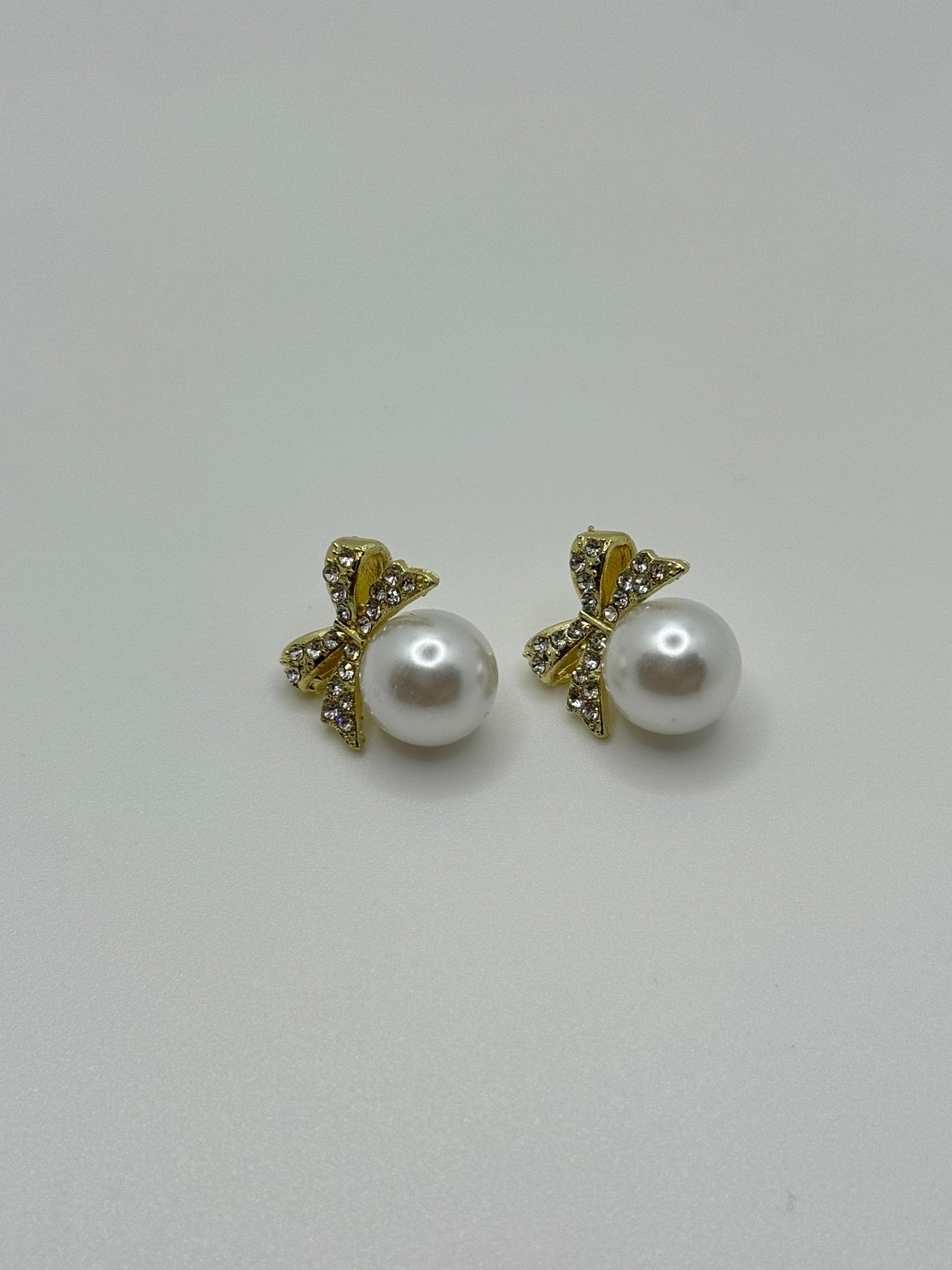 Bow and Pearl Stud Earrings