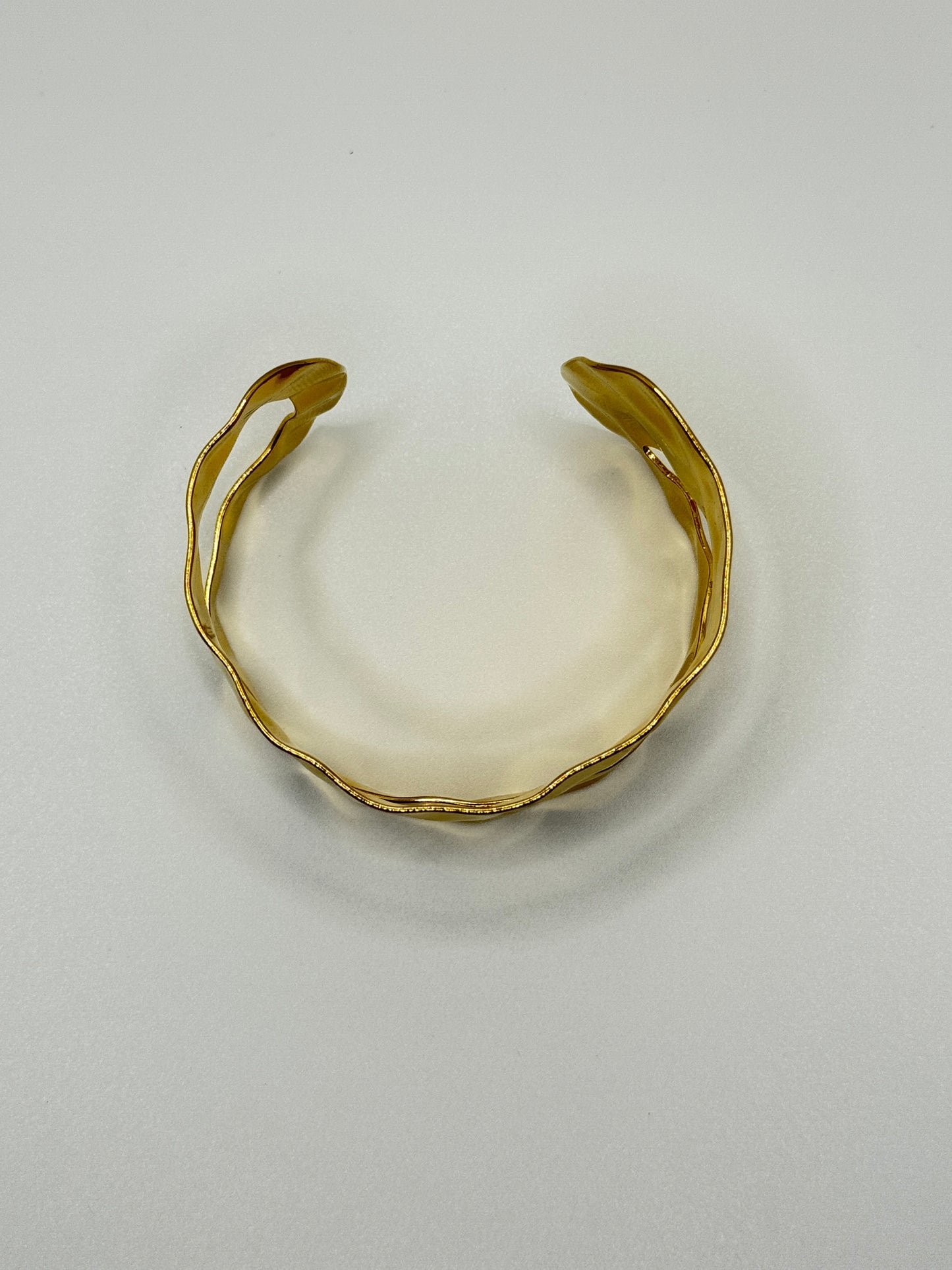 Modern Hammered Gold Split Cuff Bracelet