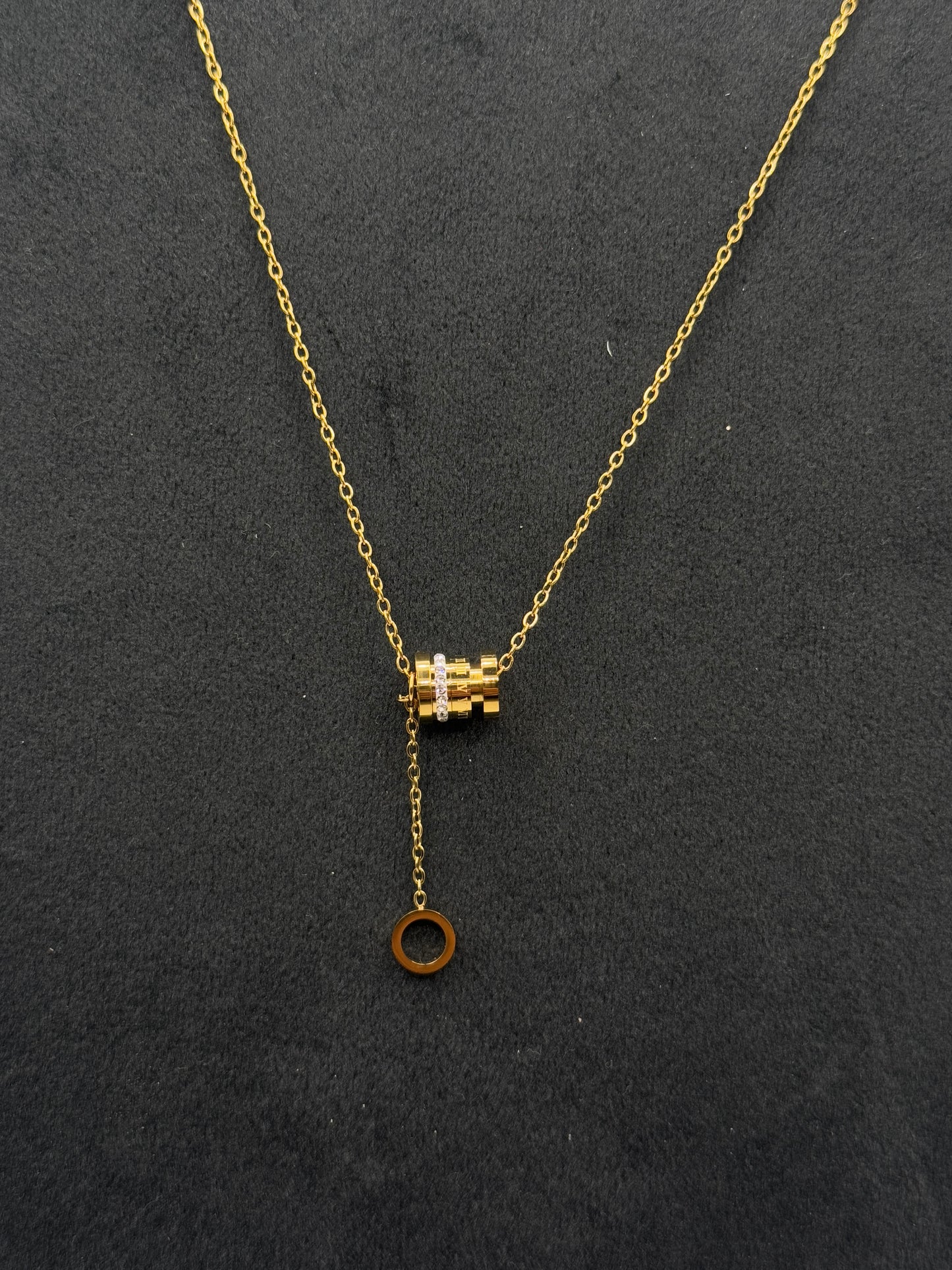 Gold Tone Wide Flat Link Necklace