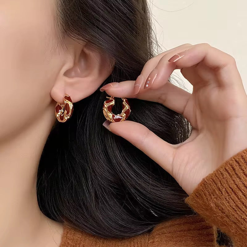 French loop earrings maroon